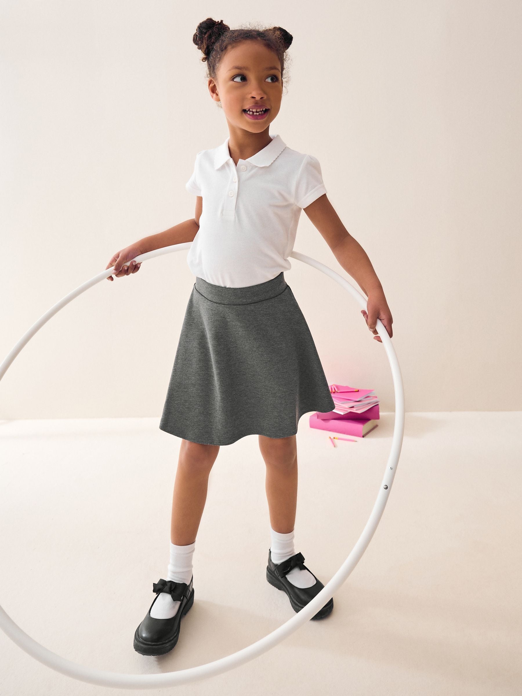 Grey Pull-On School Skort with Jersey Stretch (3-17yrs)