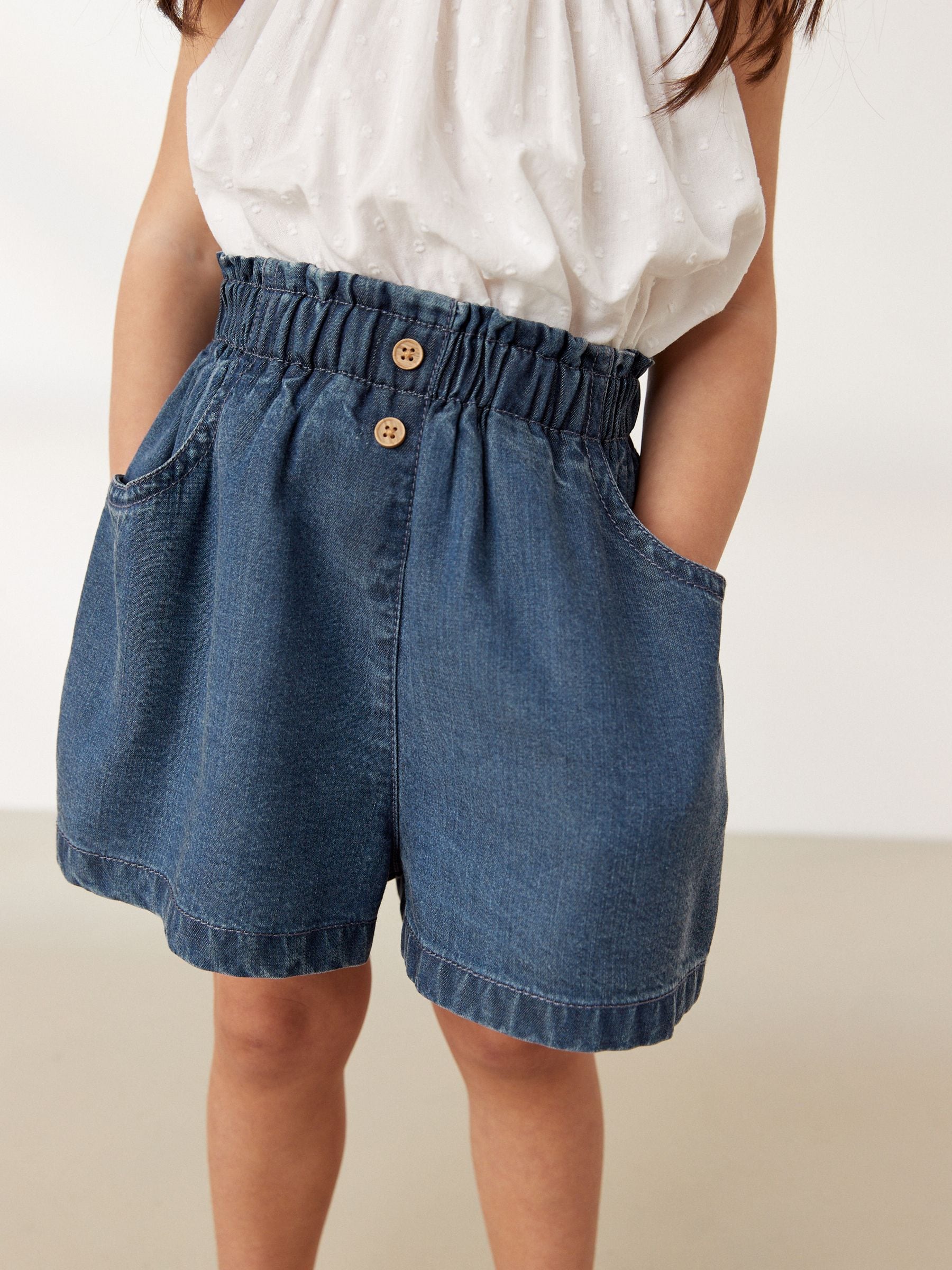 Denim Dark Wash Button Shorts (3mths-7yrs)