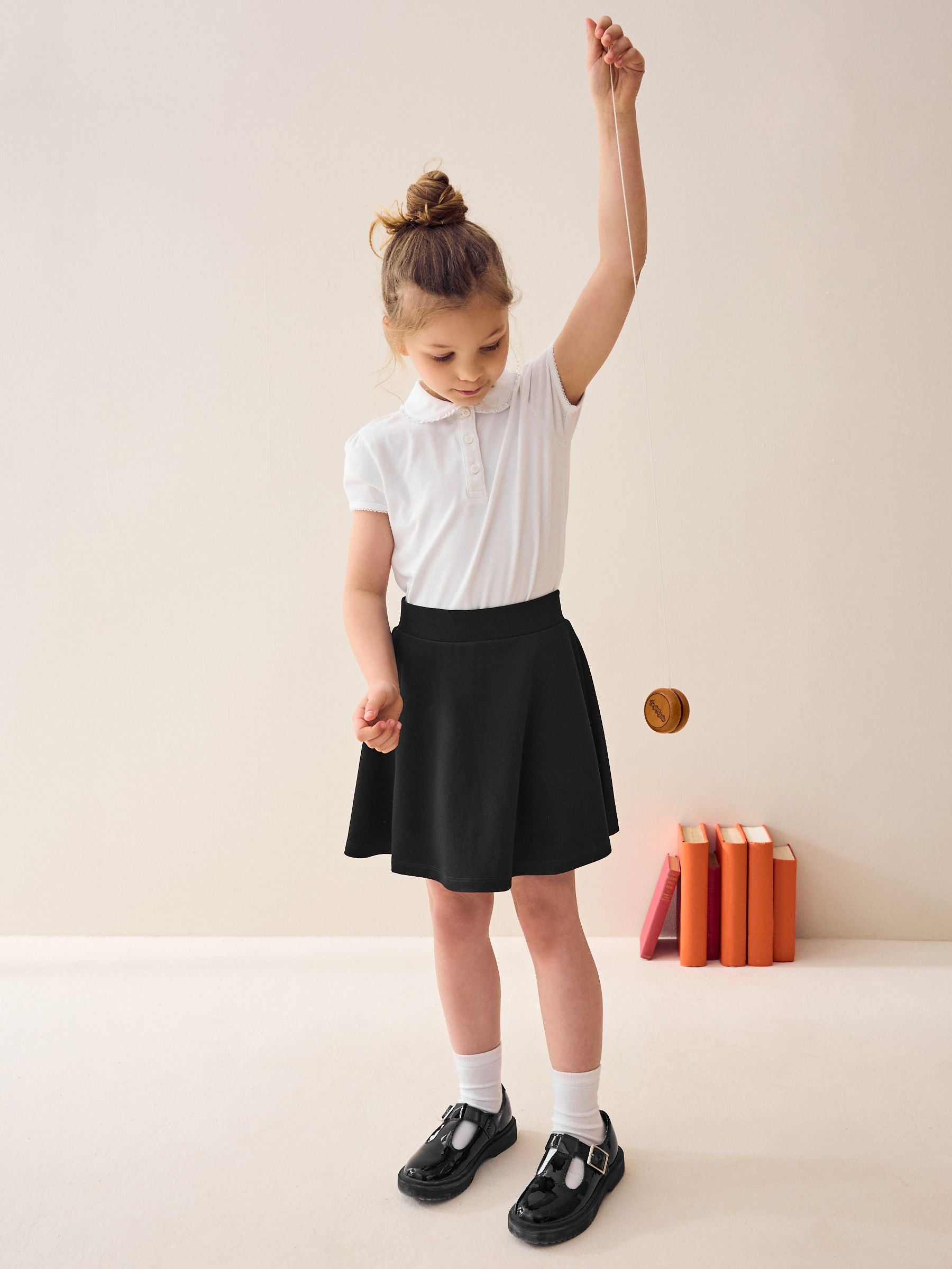 Black Pull-On School Skort with Jersey Stretch (3-17yrs)
