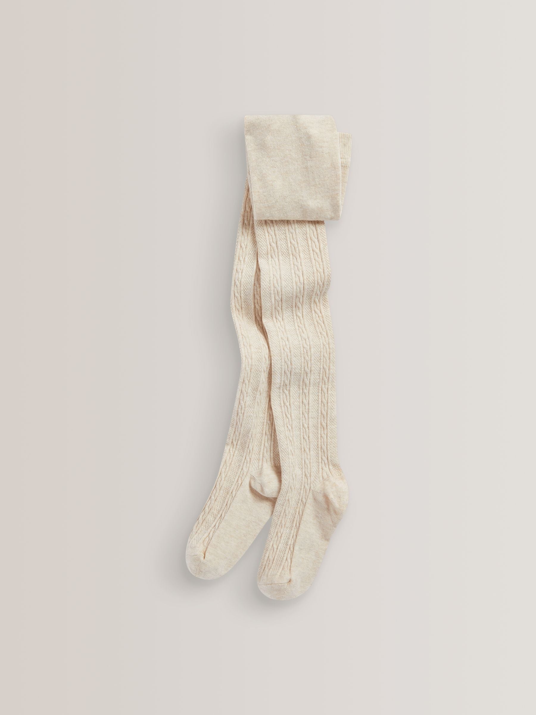Oatmeal Cream/Brown 3 Pack Cotton Rich Cable Tights