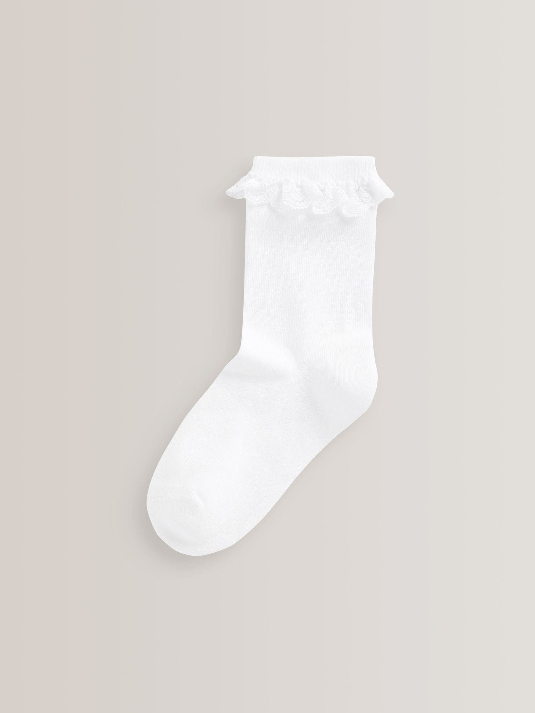 White 5 Pack Cotton Rich Cushioned Sole Ruffle Ankle School Socks