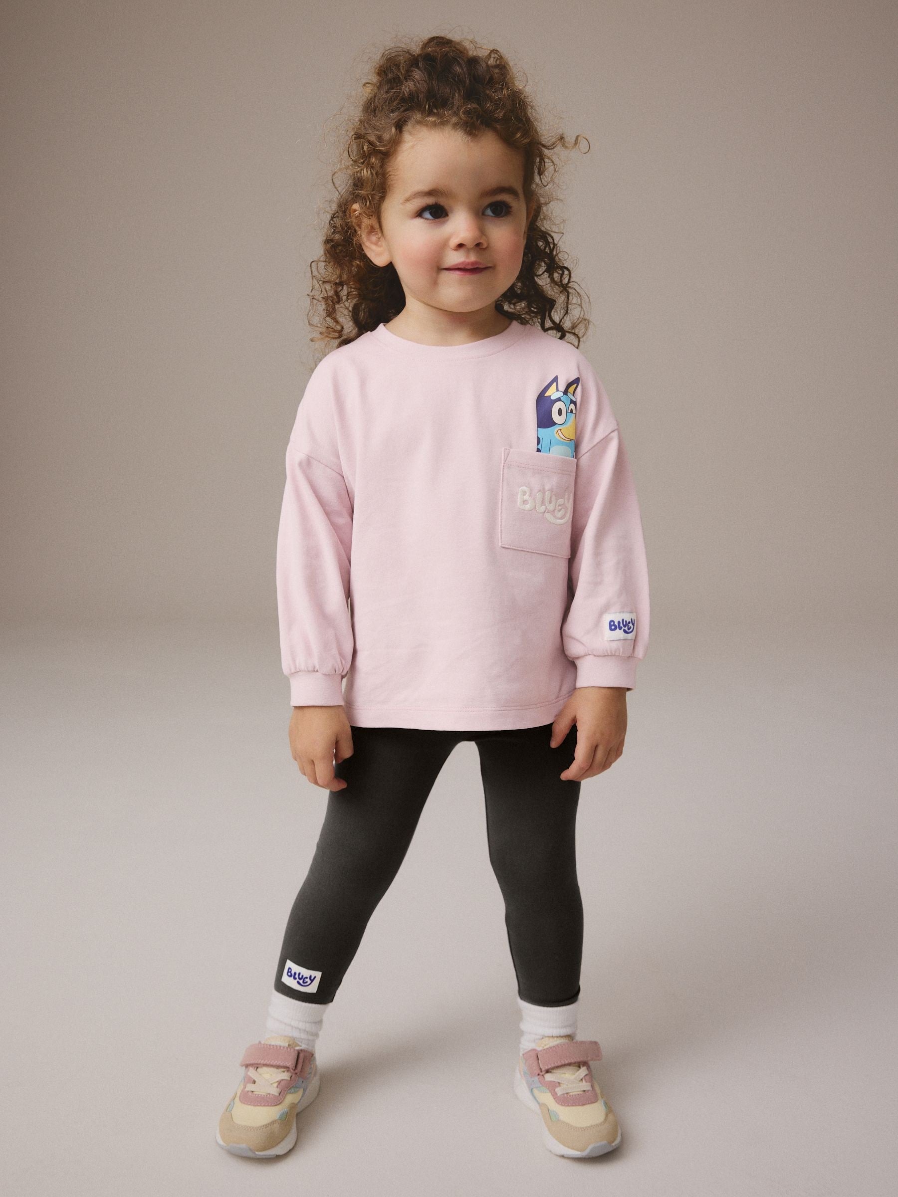 Pink Bluey Long Sleeve 100% Cotton T-Shirt and Leggings Set (3mths-7yrs)