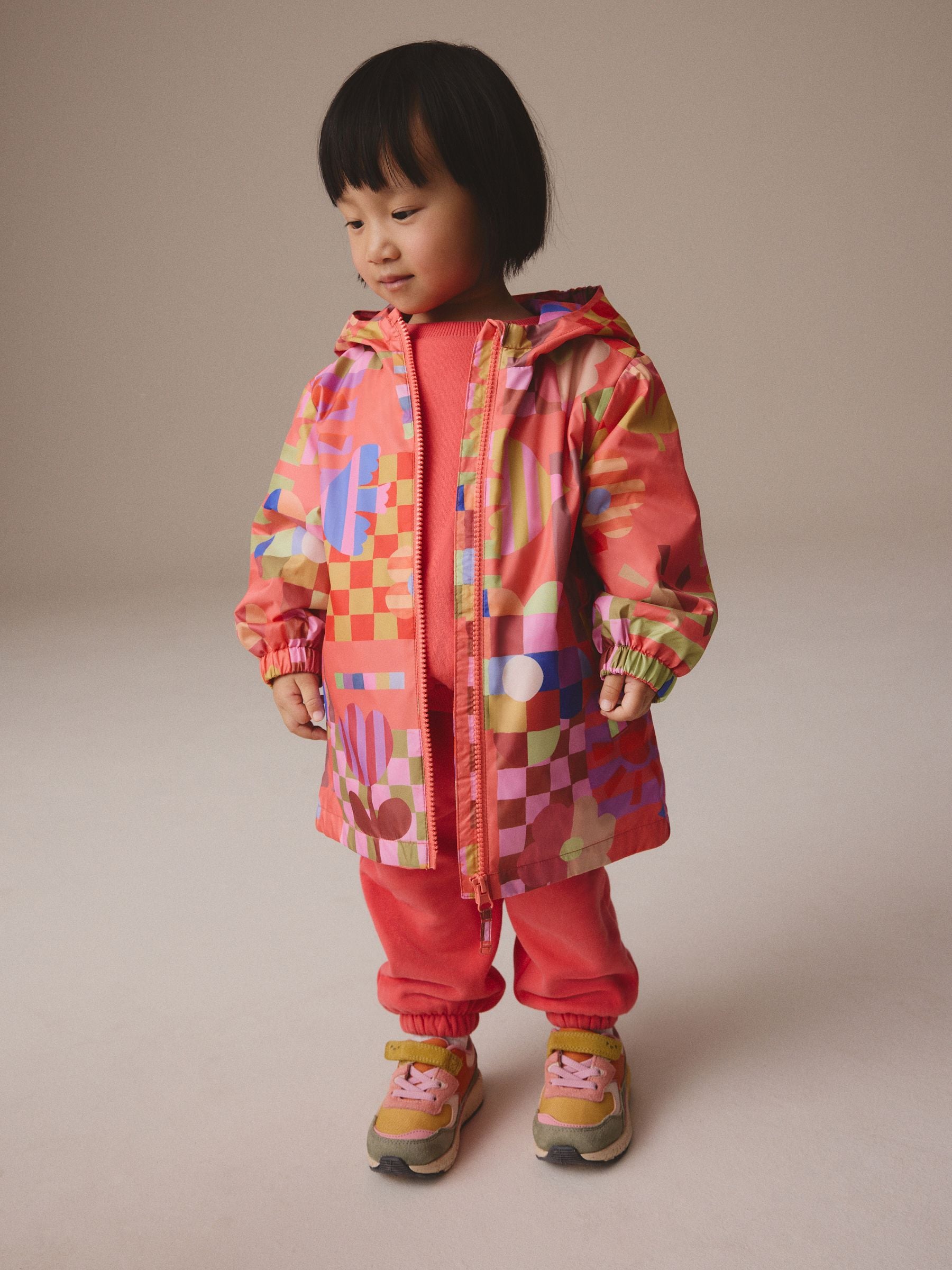 Coral Abstract Shower Resistant Cagoule Jacket (3mths-7yrs)