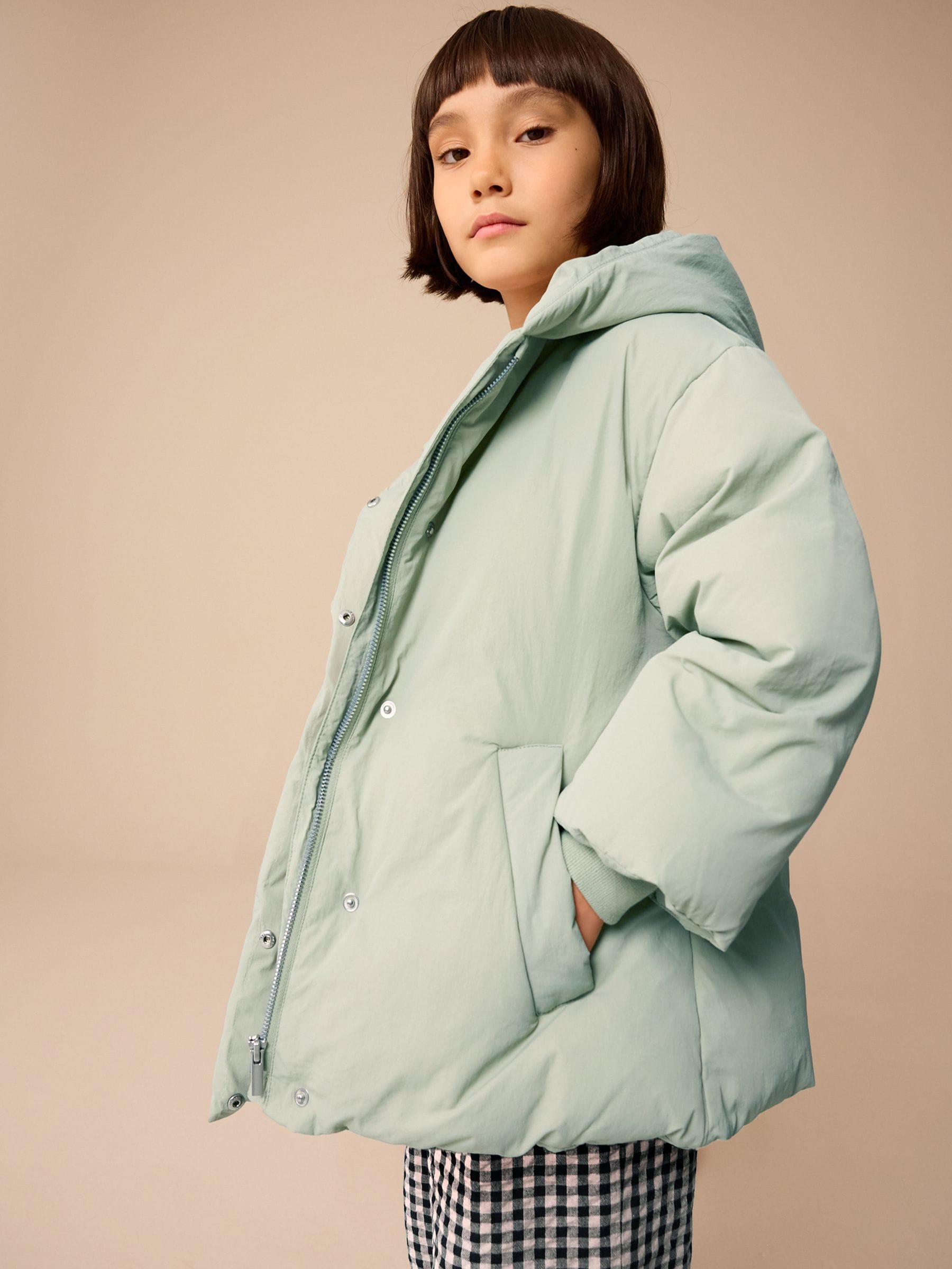 Sage Green Shower Resistant Padded Coat (3-16yrs)