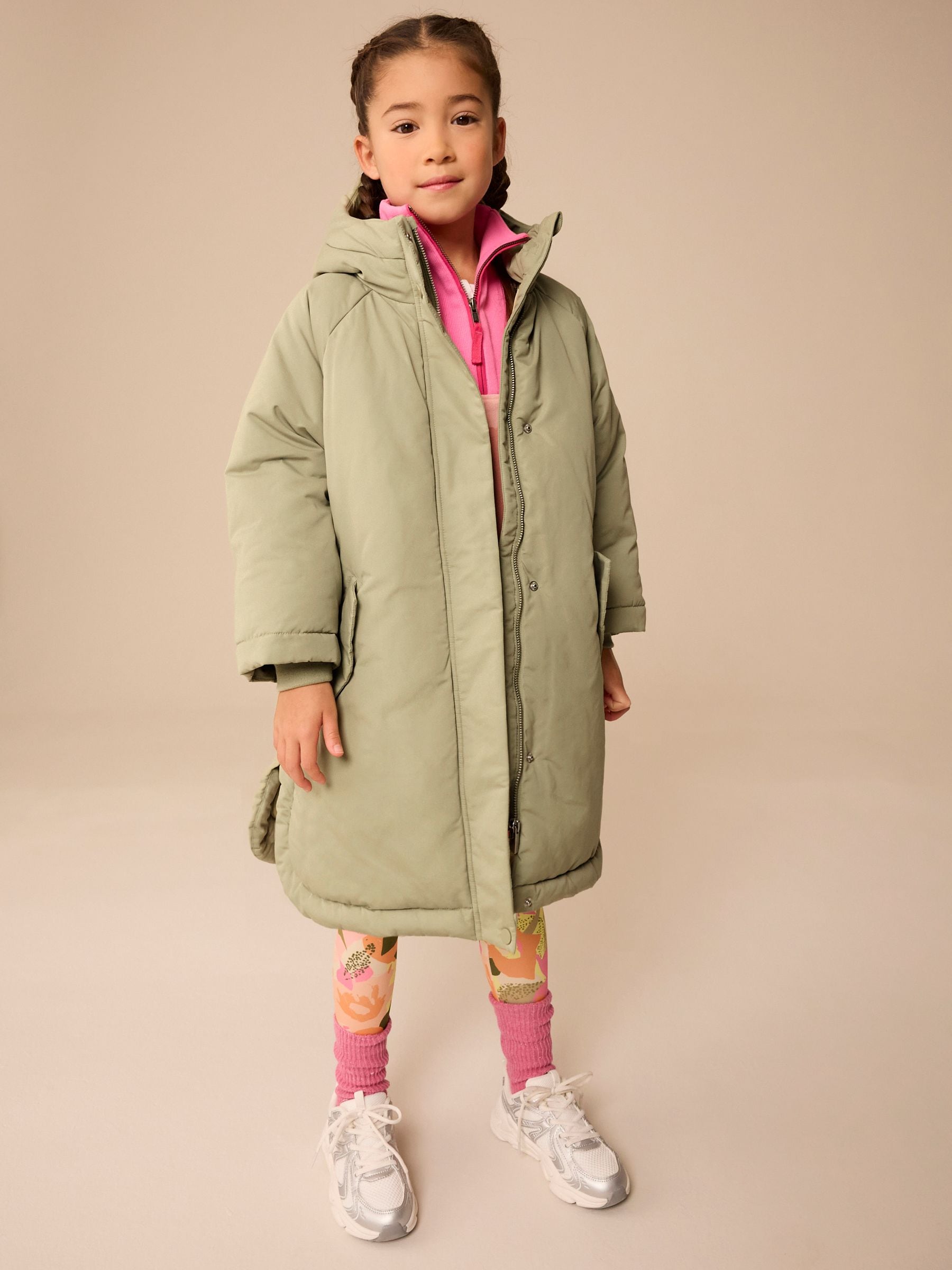 Sage Green Shower Resistant Padded Coat (3-16yrs)