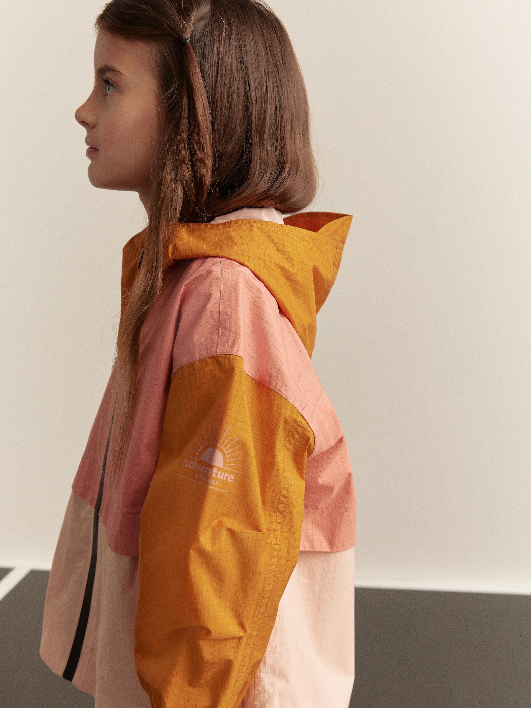 Peach Pink Waterproof Colourblock Cagoule Jacket (3-16yrs)