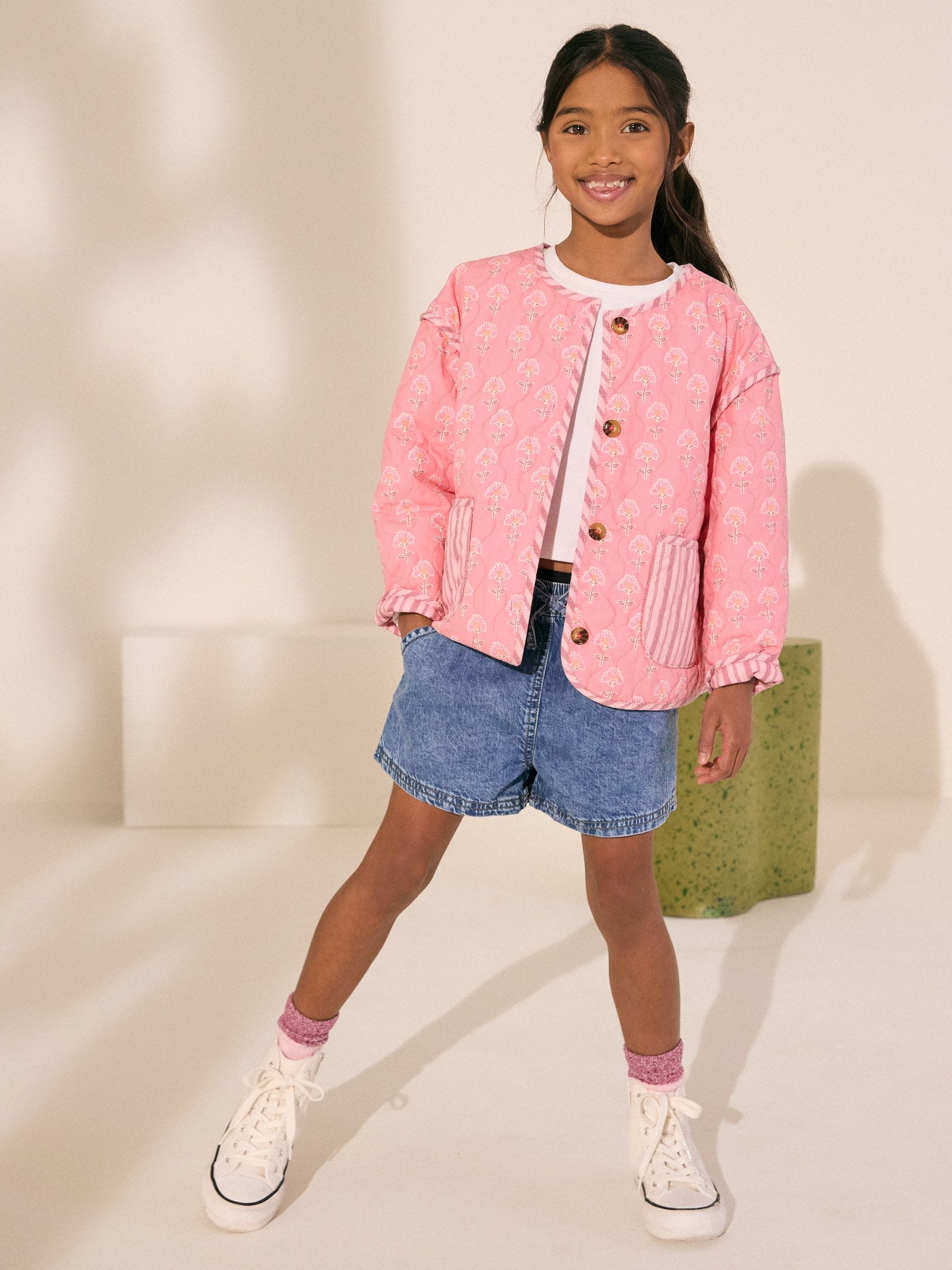 Pink Mixed Print Quilted Jacket (3-16yrs)