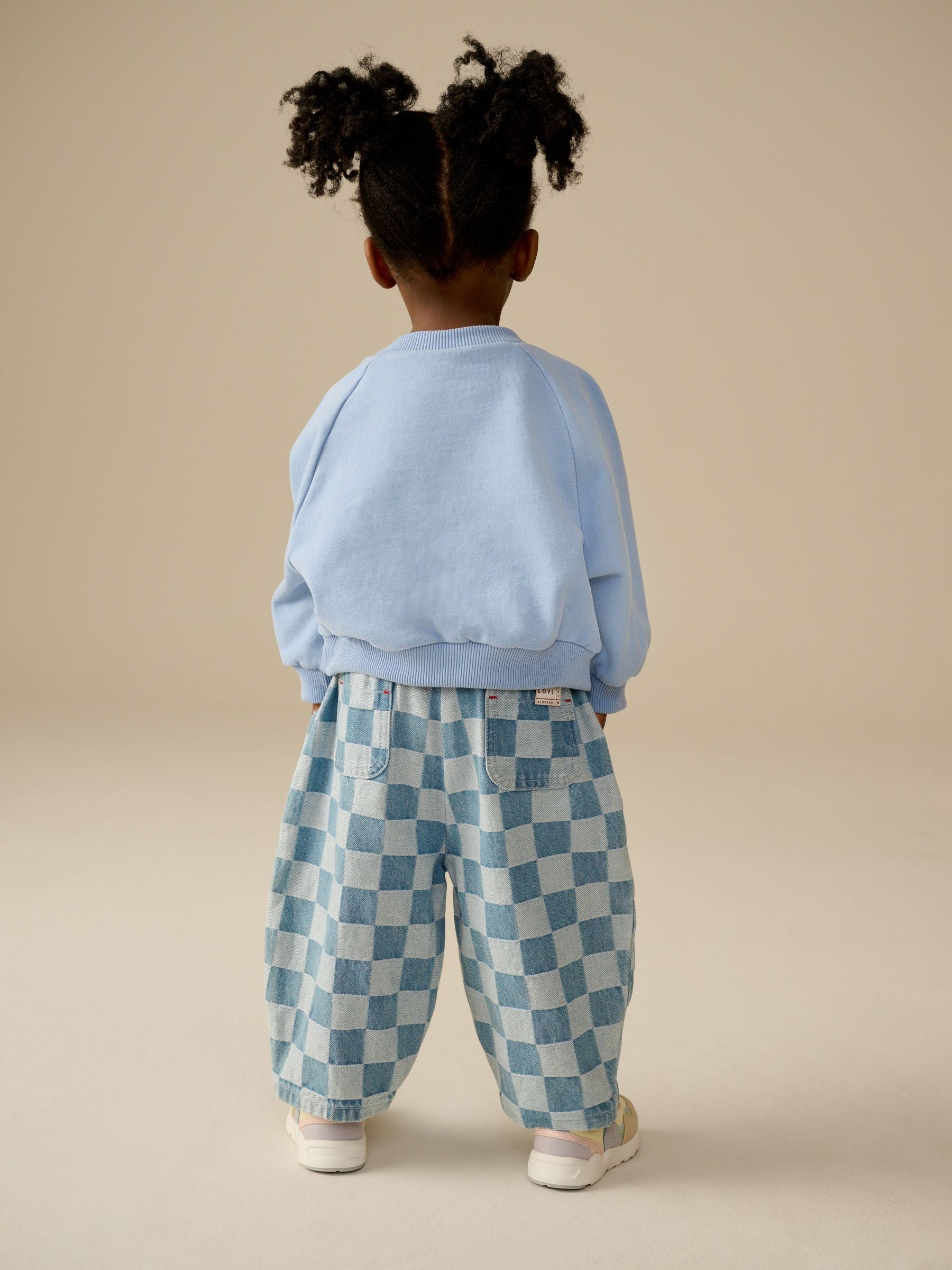Denim Checkerboard Barrel 100% Cotton Jeans (3mths-7yrs)