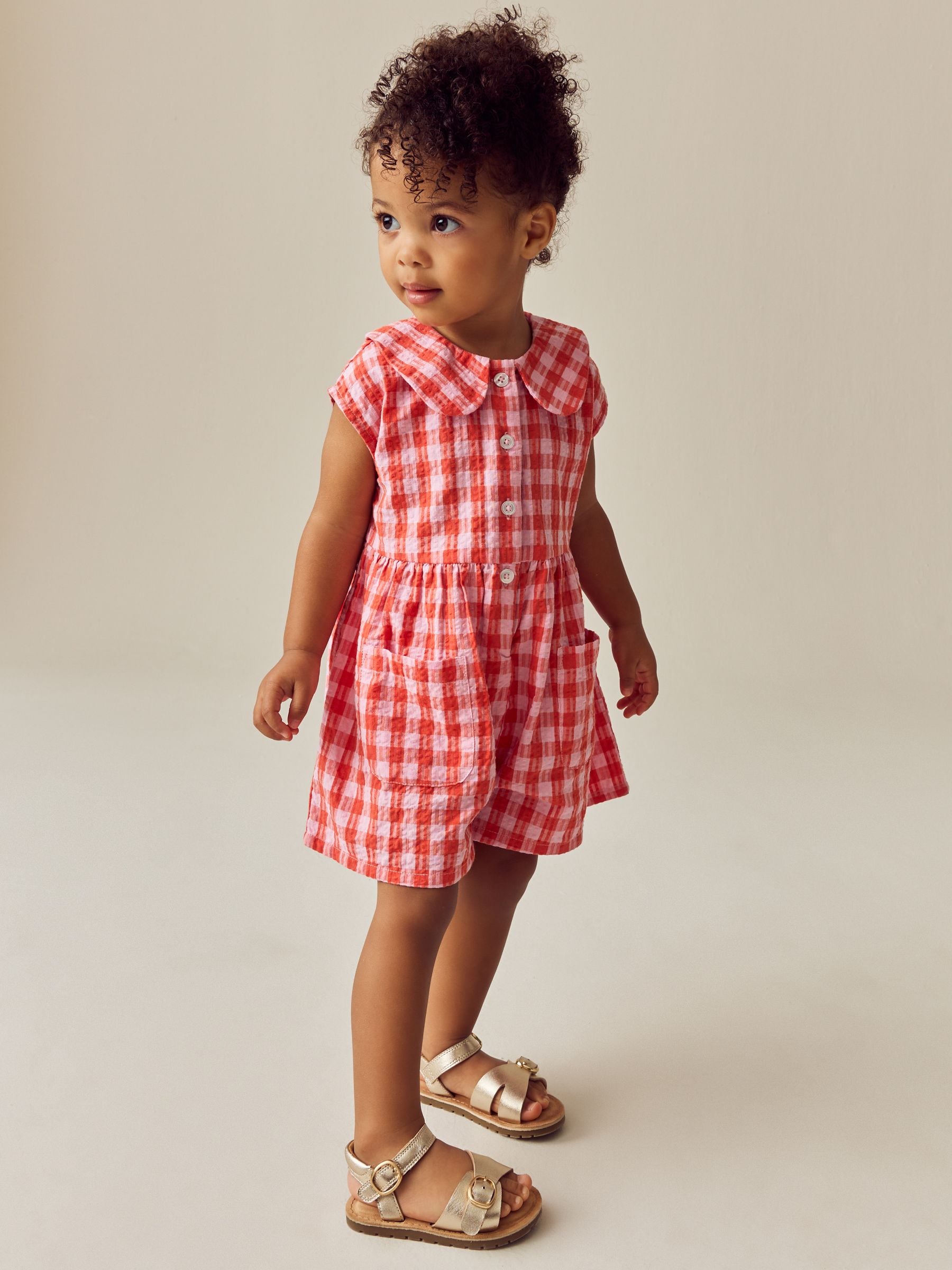 Red Shirt Collar Playsuit (3mths-7yrs)