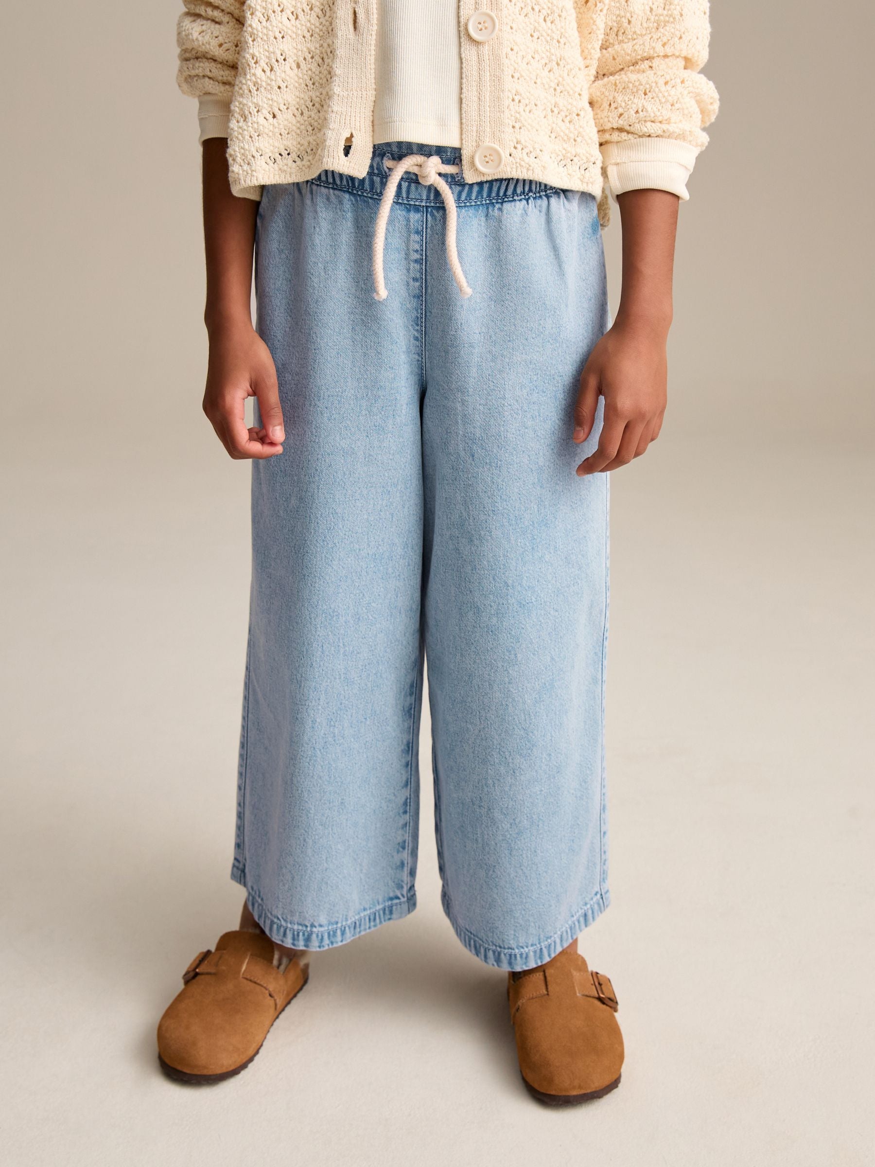 Mid Blue Denim Pull On Wide Leg Jeans (3-16yrs)