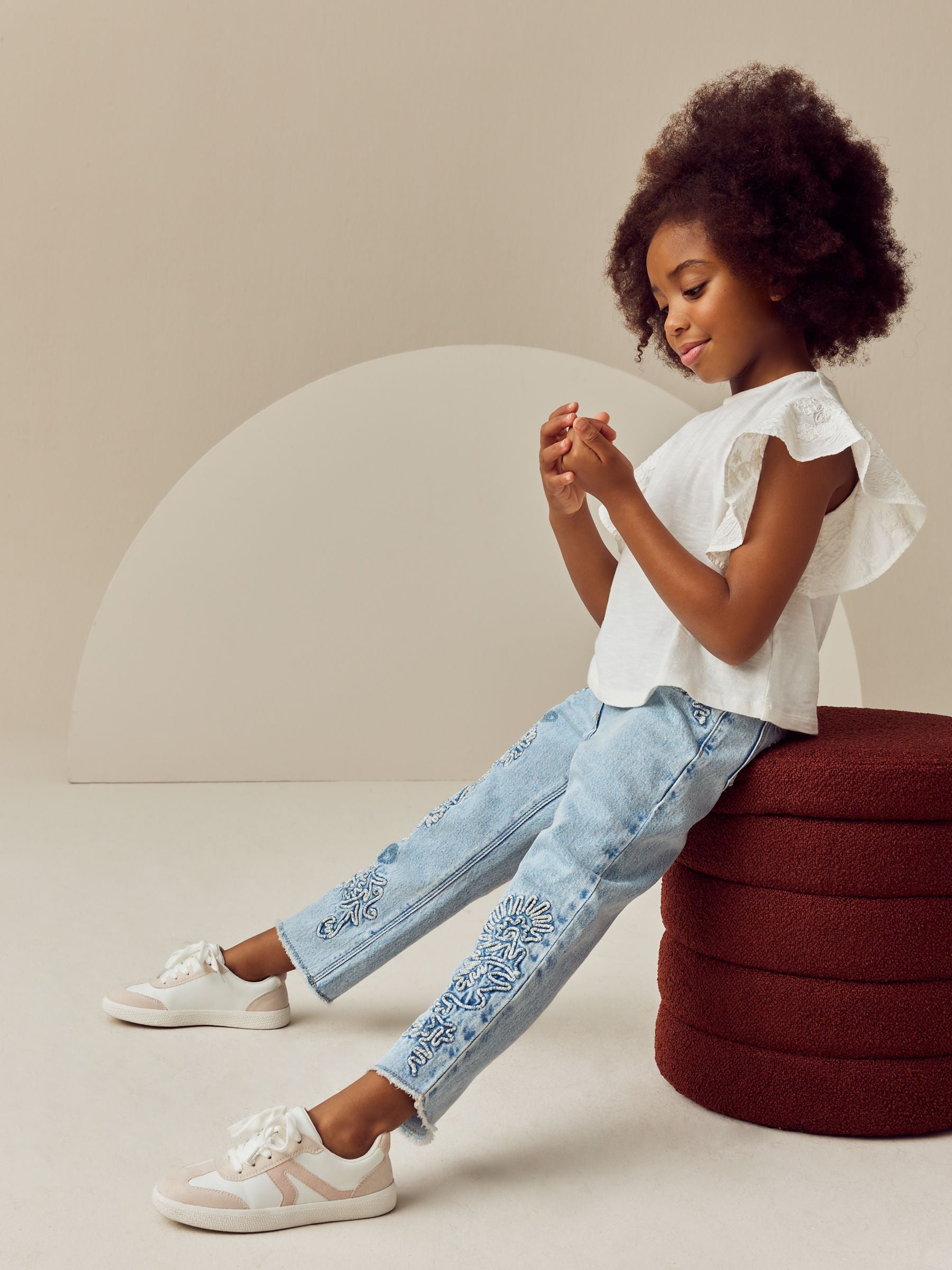 Light Blue Mom Cornelli 100% Cotton Jeans (3-16yrs)