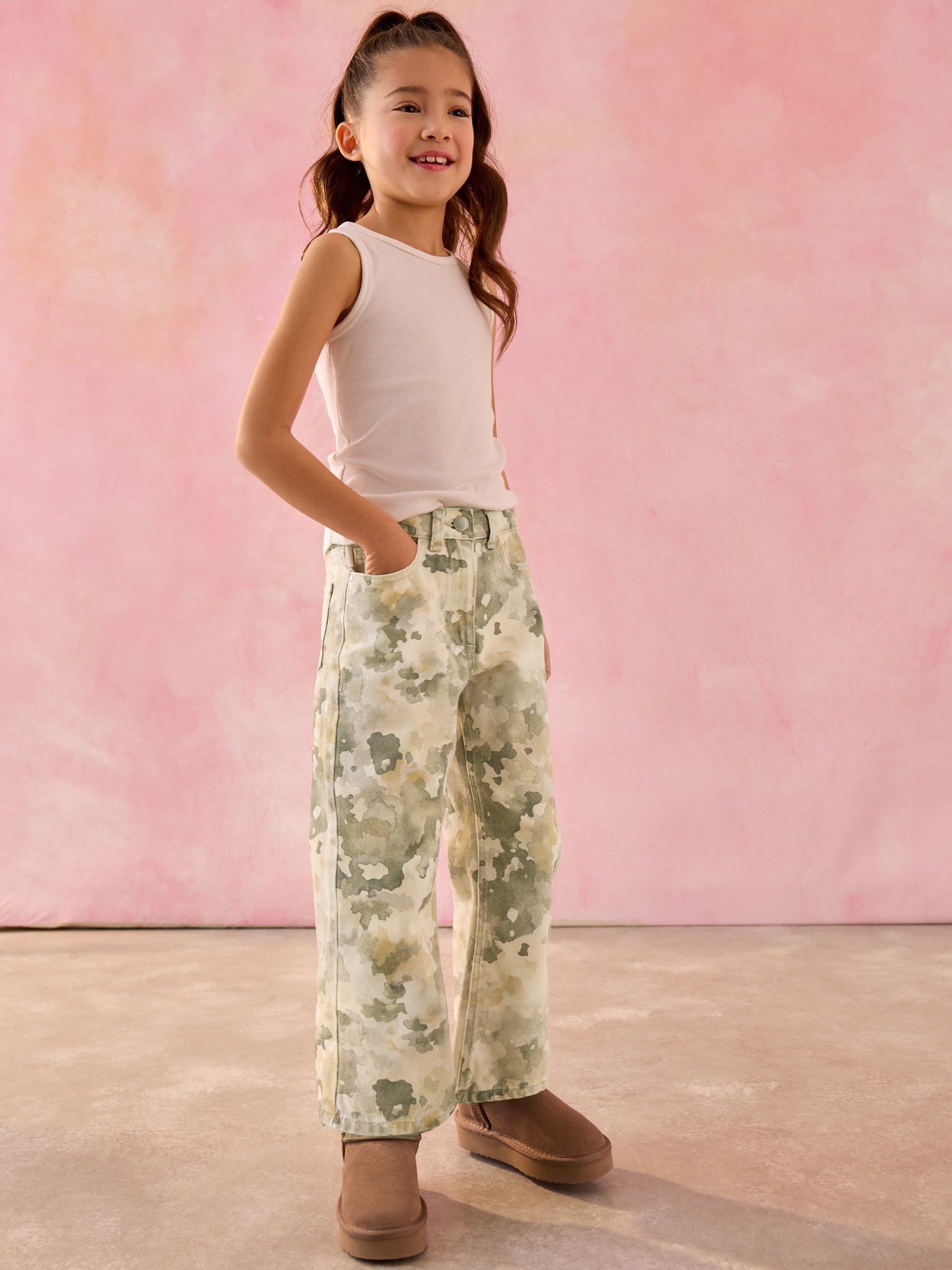 Camo Print Wide Leg Jeans (3-16yrs)