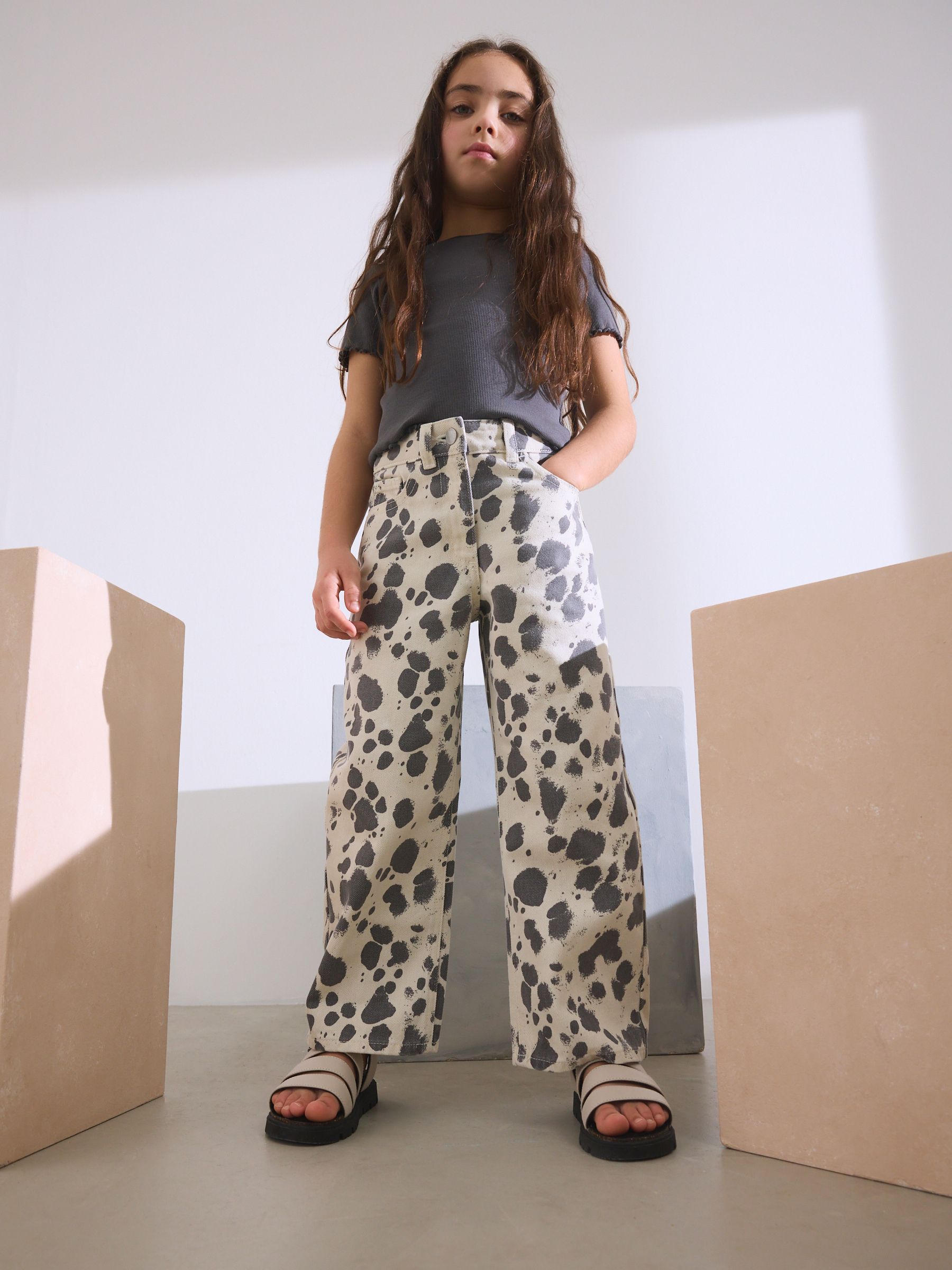 Dalmation Print Wide Leg Jeans (3-16yrs)