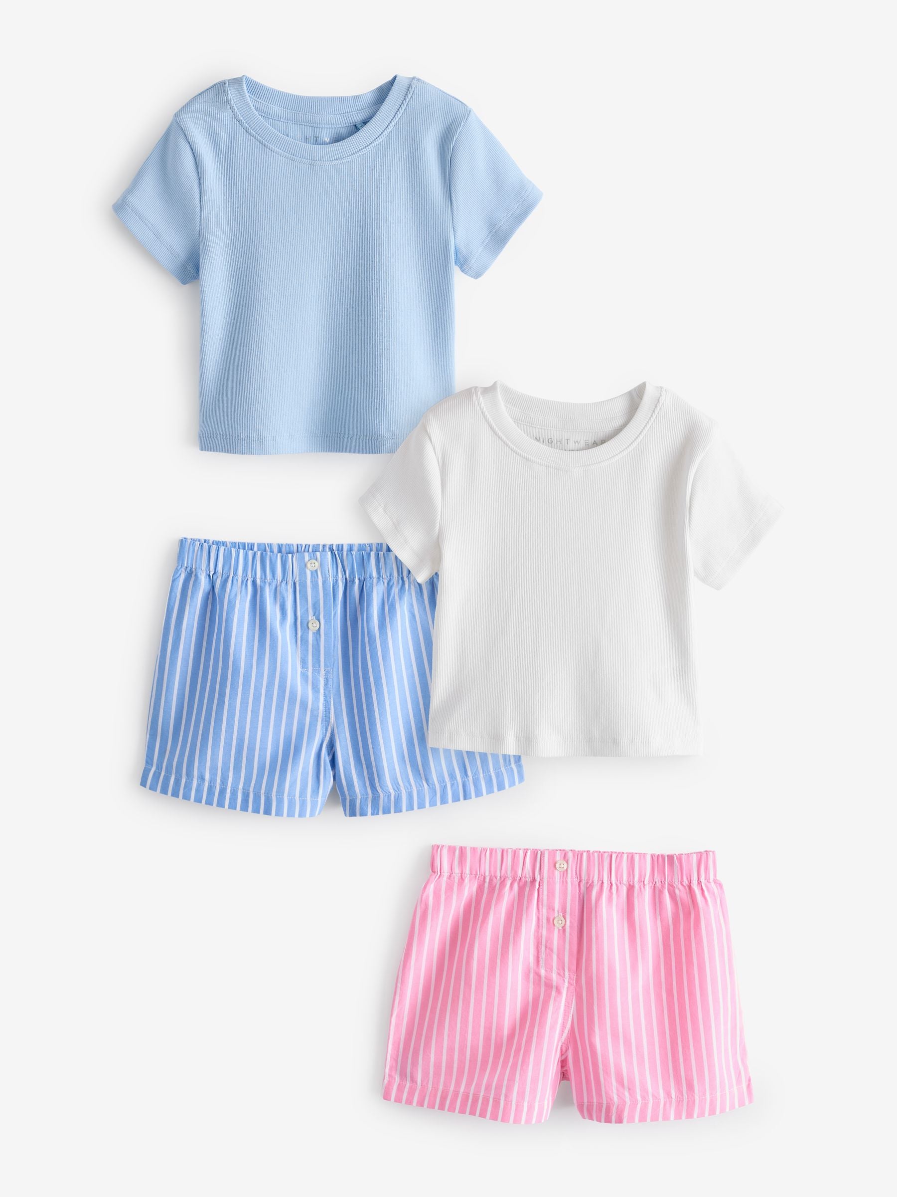Blue/Pink Woven Bottom Pyjamas 2 Pack (3-16yrs)