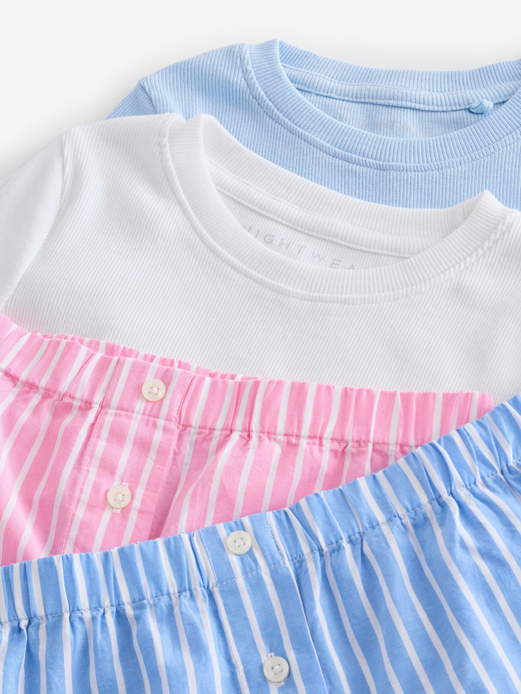 Blue/Pink Woven Bottom Pyjamas 2 Pack (3-16yrs)