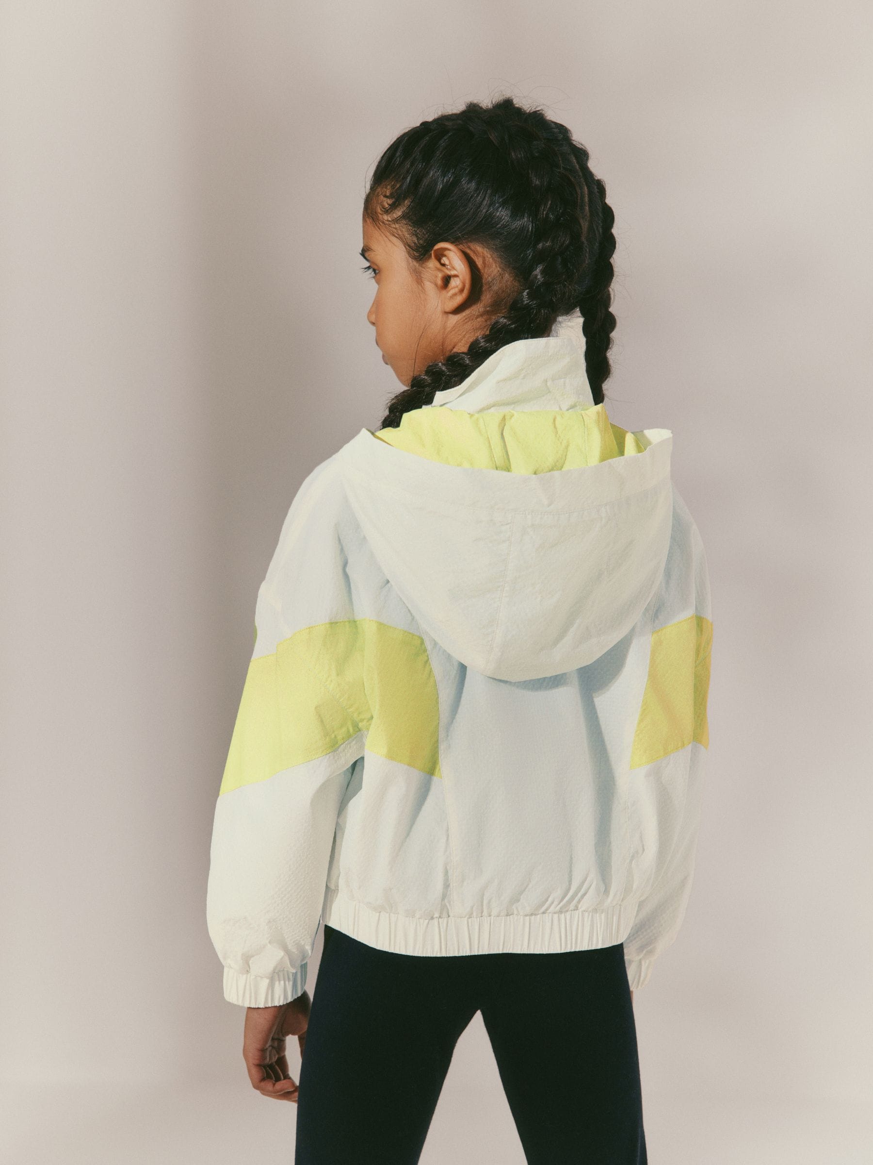 Yellow/White Shower Resistant Crop Colourblock Cagoule Jacket (3-16yrs)
