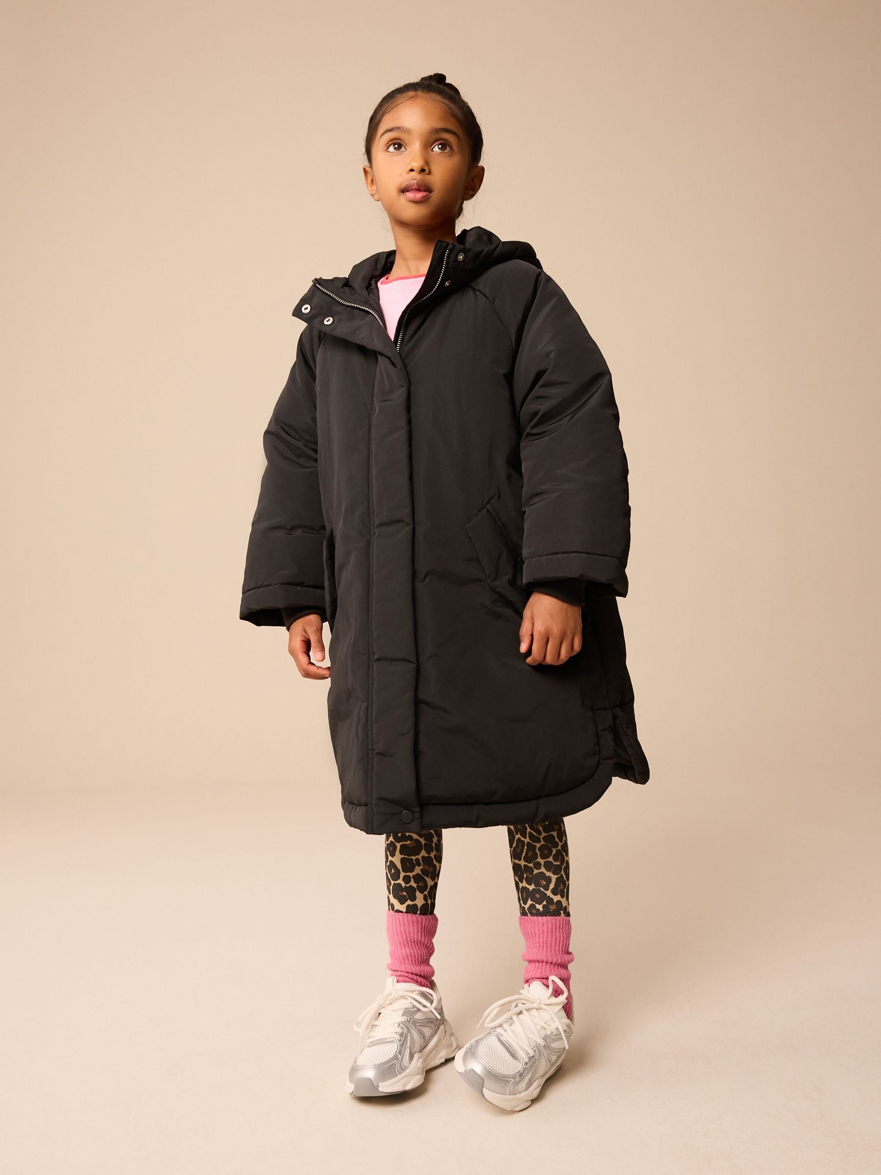 Black Shower Resistant Padded Coat (3-16yrs)
