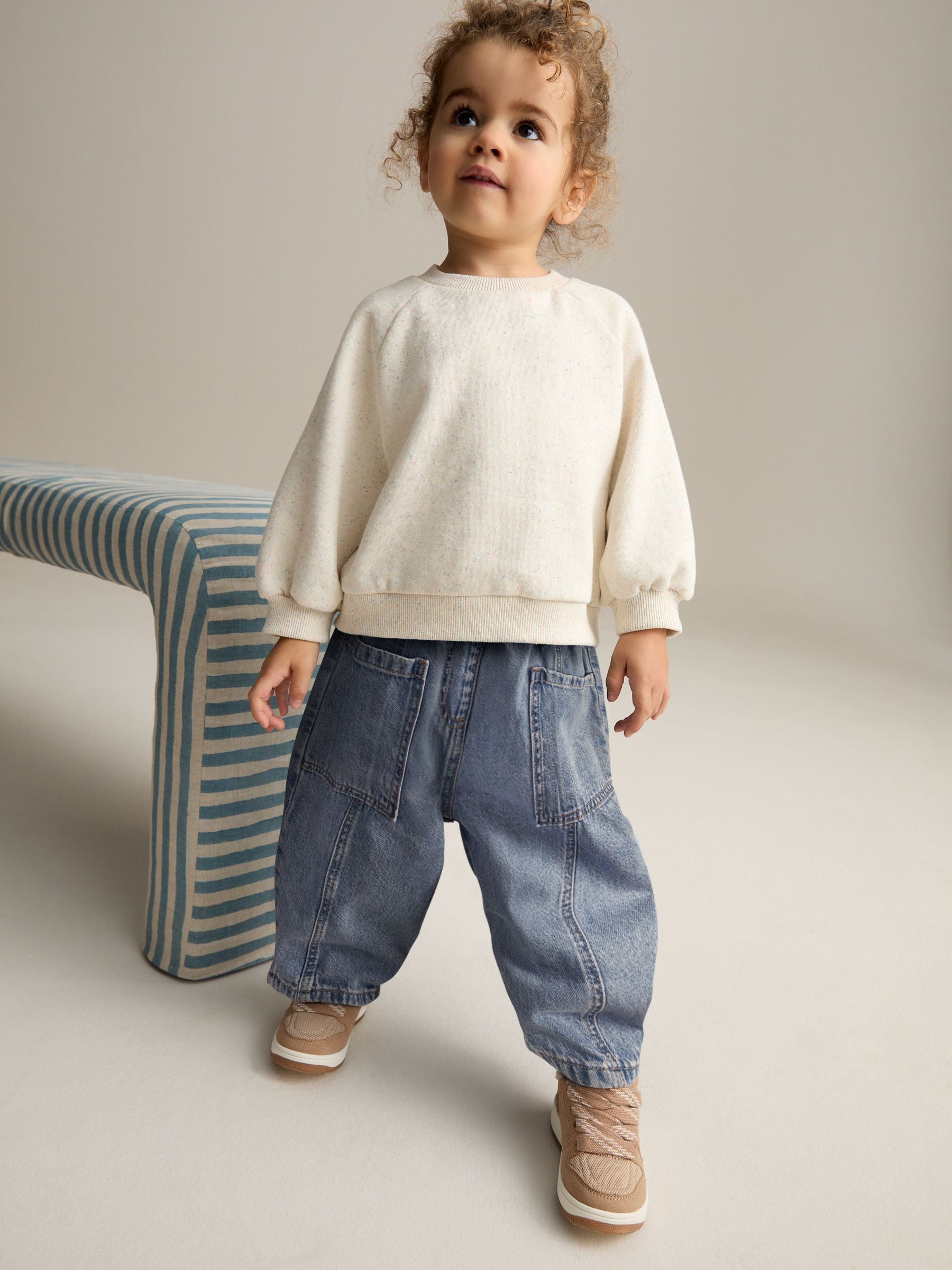 Mid Blue Denim Barrel 100% Cotton Jeans (3mths-7yrs)