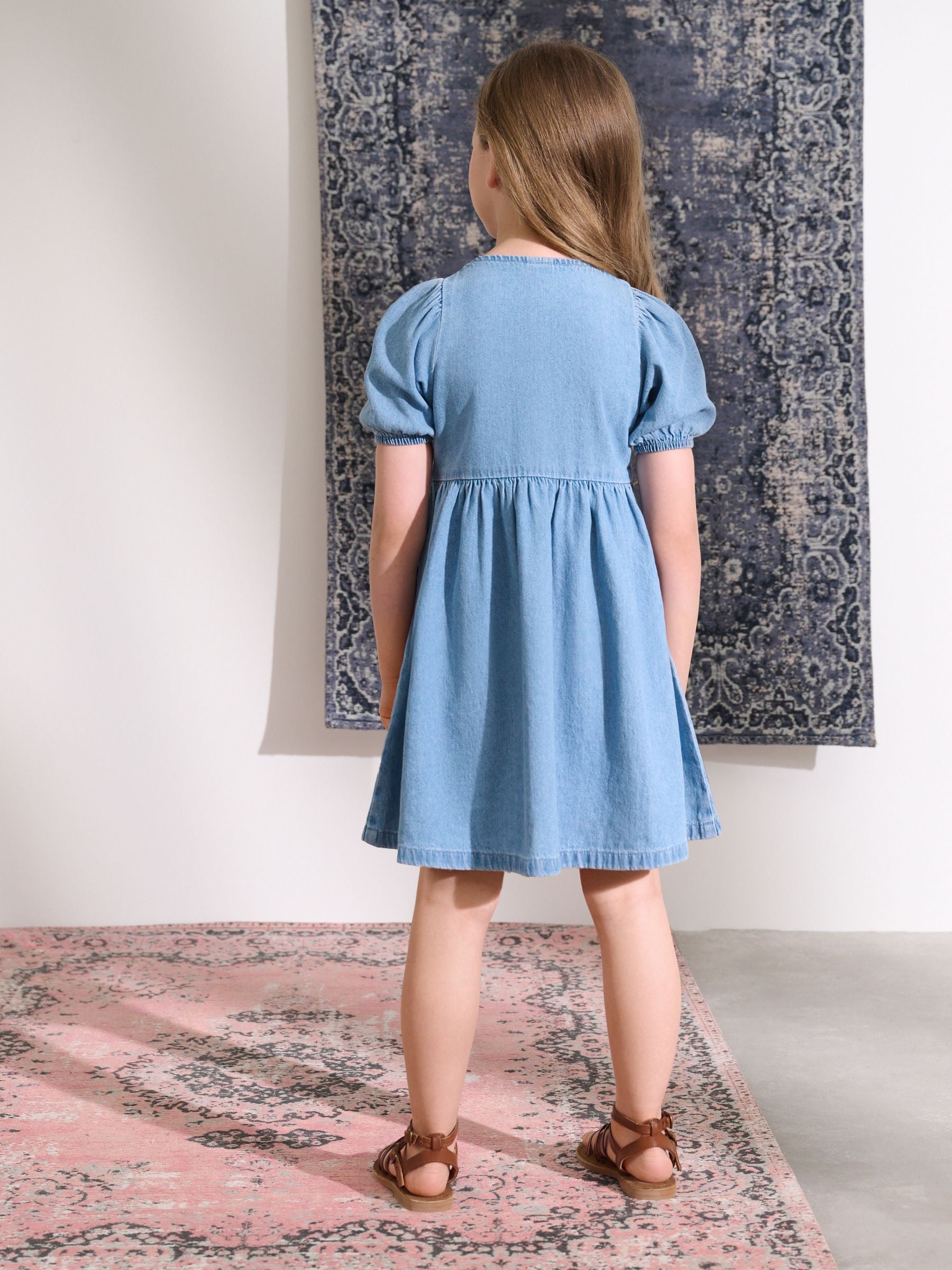 Denim Puff Sleeve Summer Dress (3-16yrs)