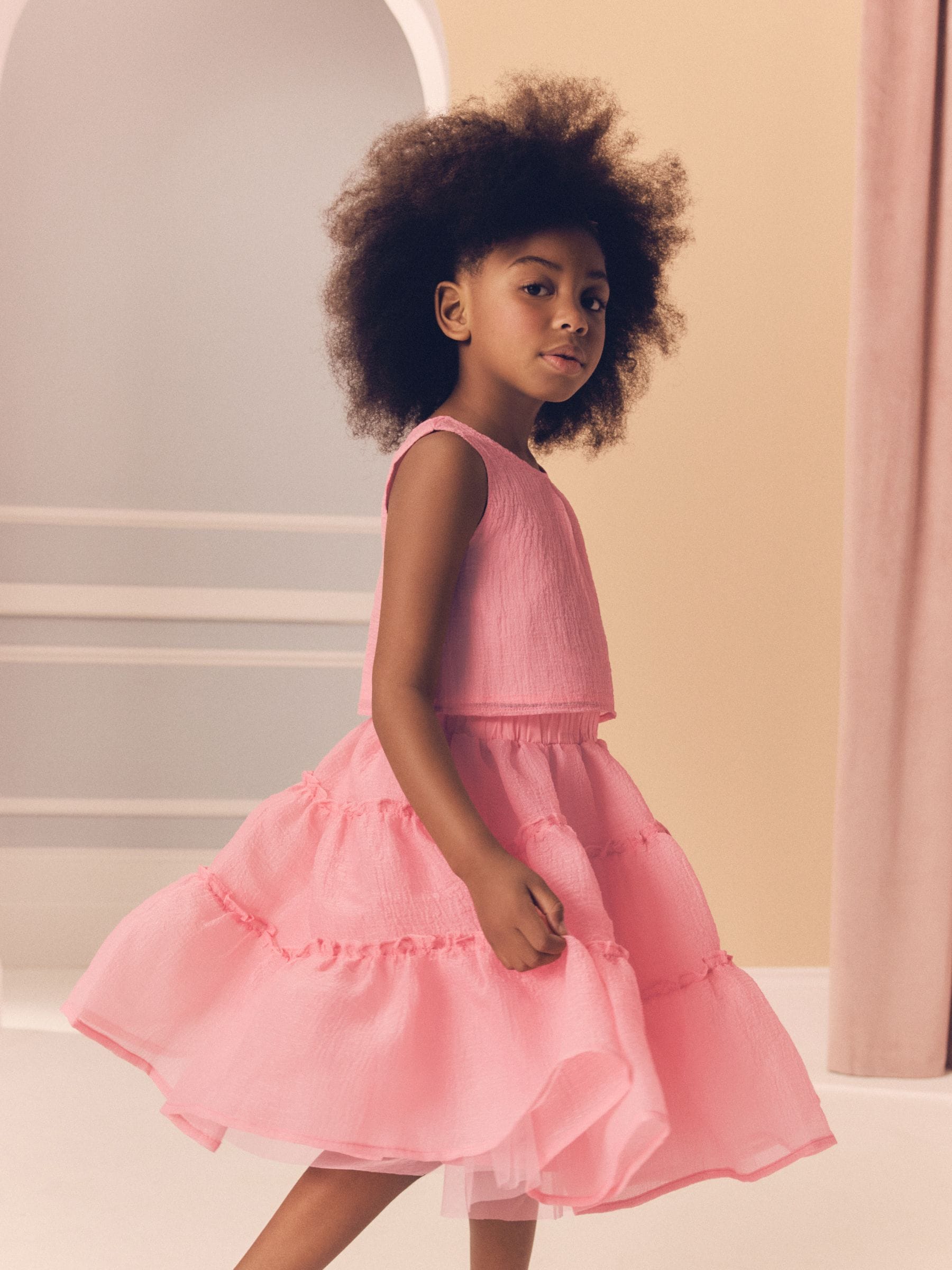 Coral Pink Occasion Top And Skirt Co-ord Set (3-16yrs)