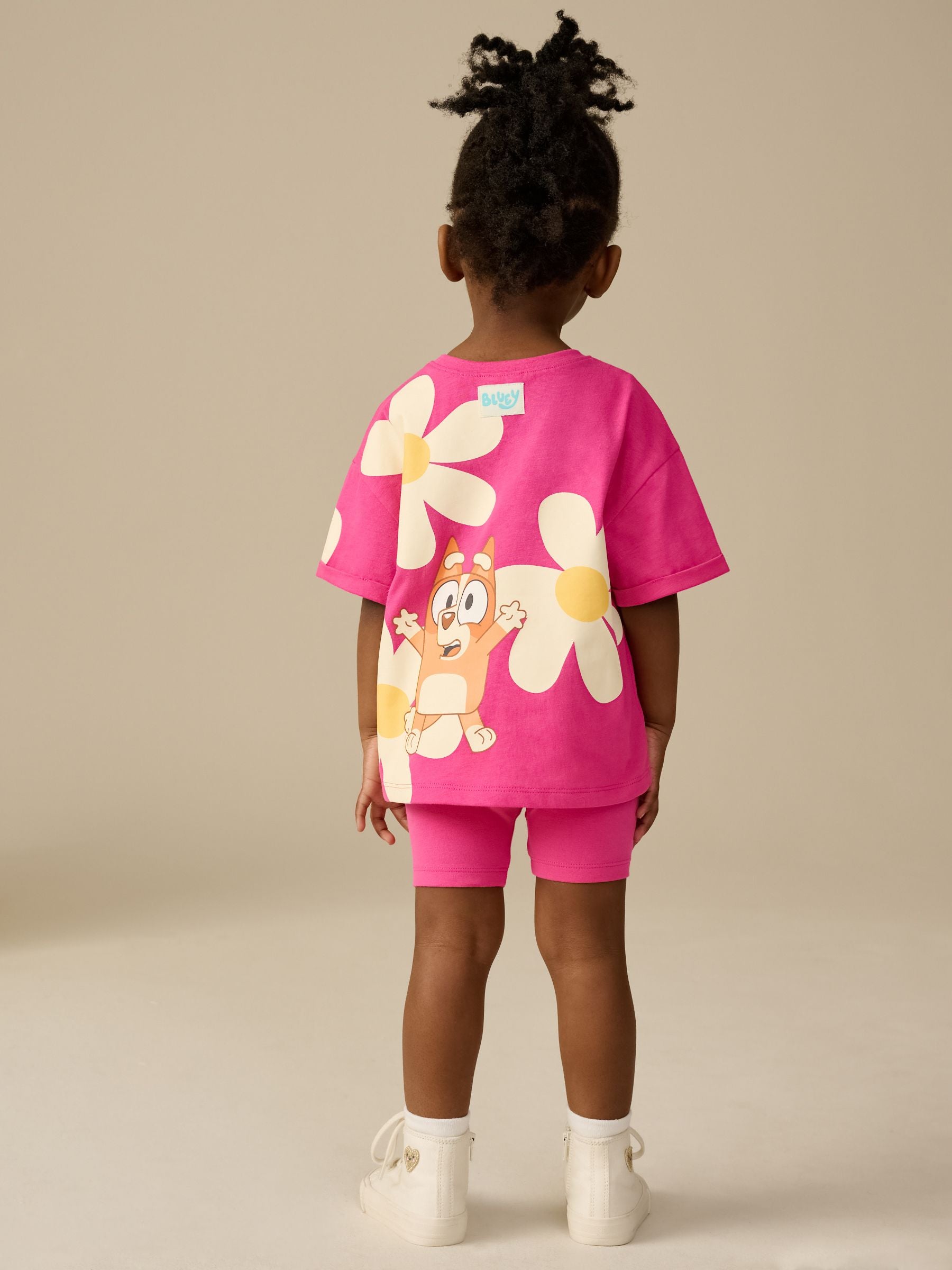Pink Bluey Short Sleeve T-Shirt and Cycle Shorts Set (12mths-7yrs)