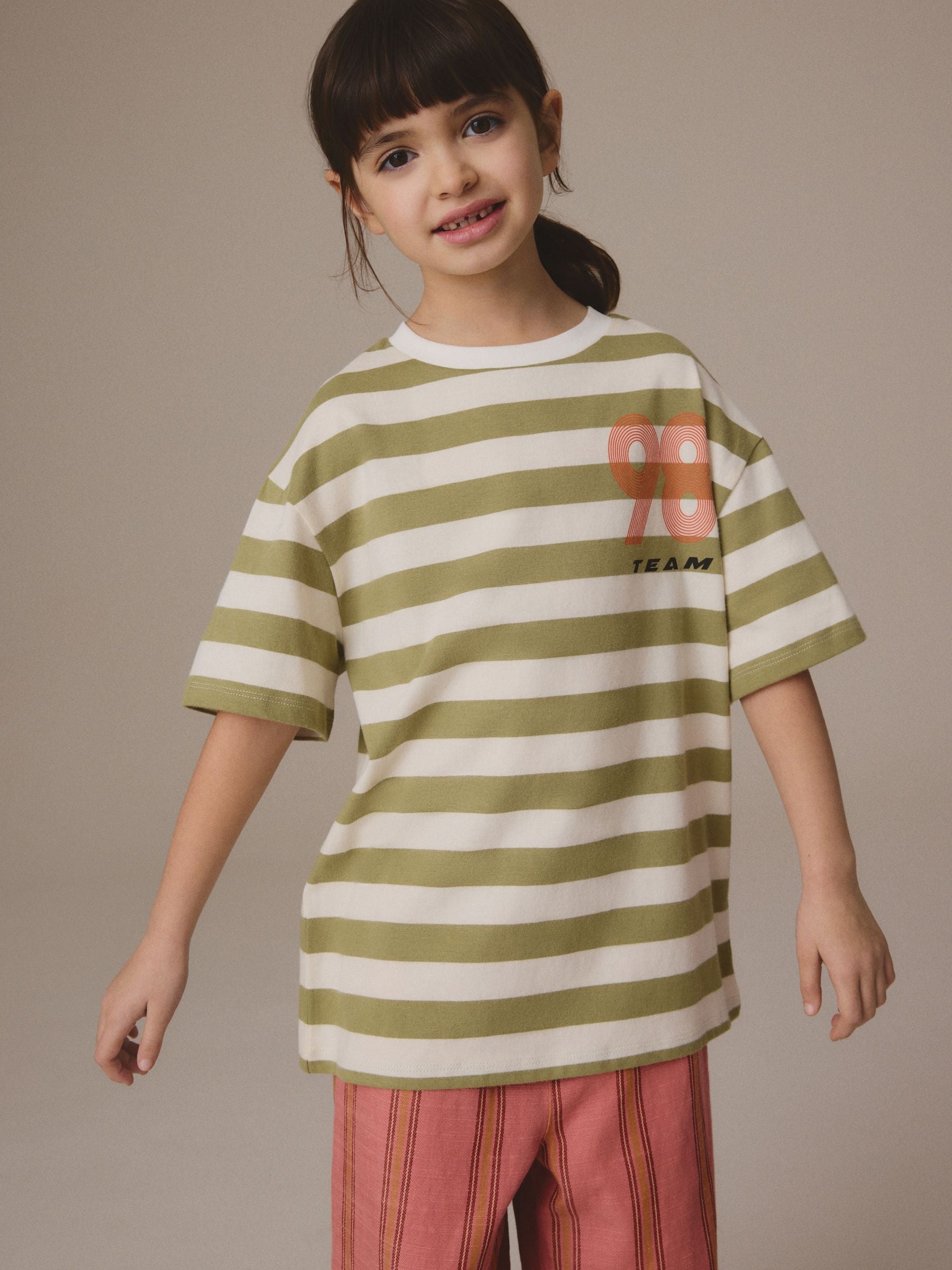 Orange/White/Green 100% Cotton Sports Slogan Oversized T-Shirts 4 Pack (3-16yrs)