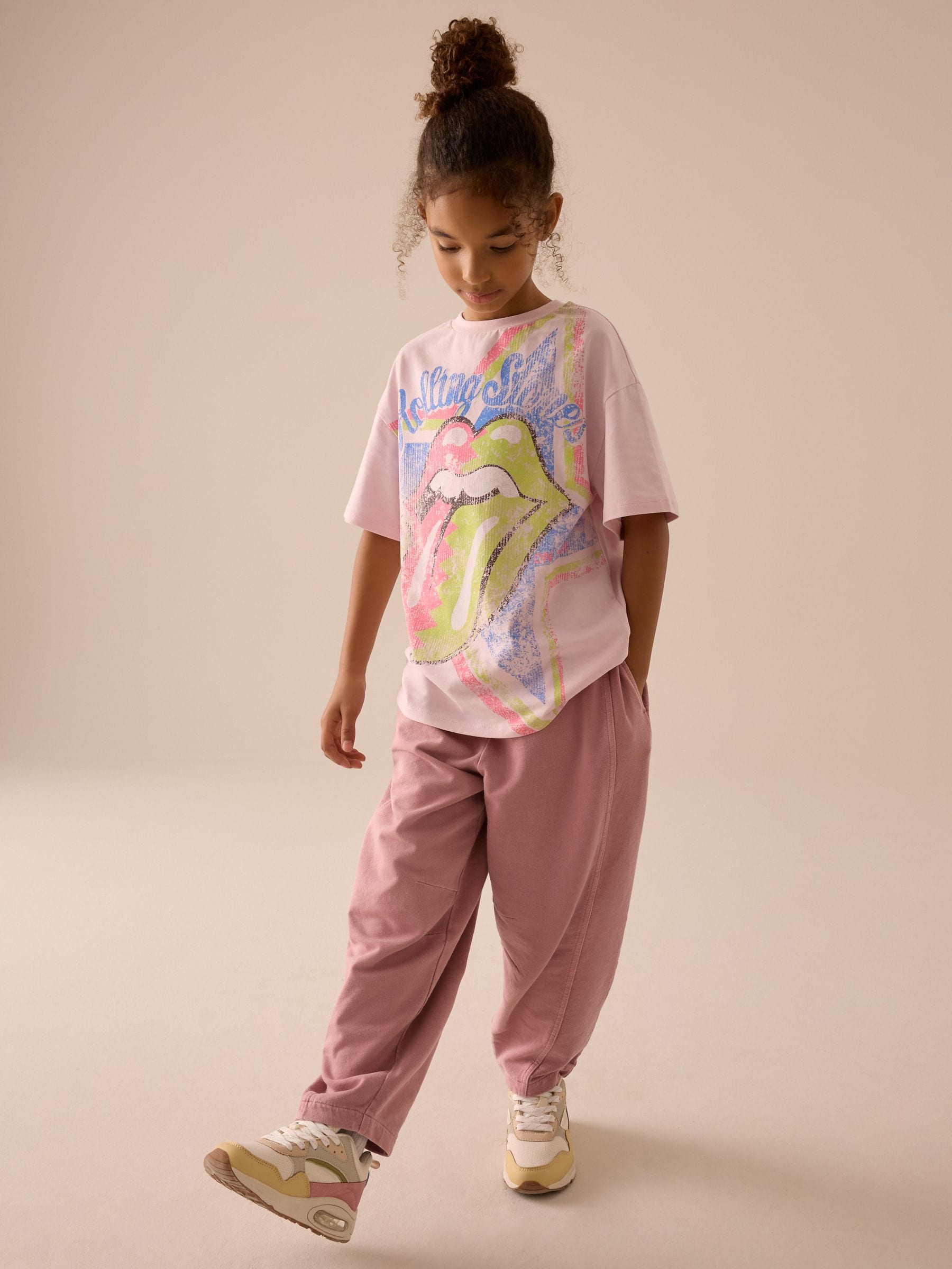 Pink Oversized Rolling Stones Band License T-Shirt (3-16yrs)