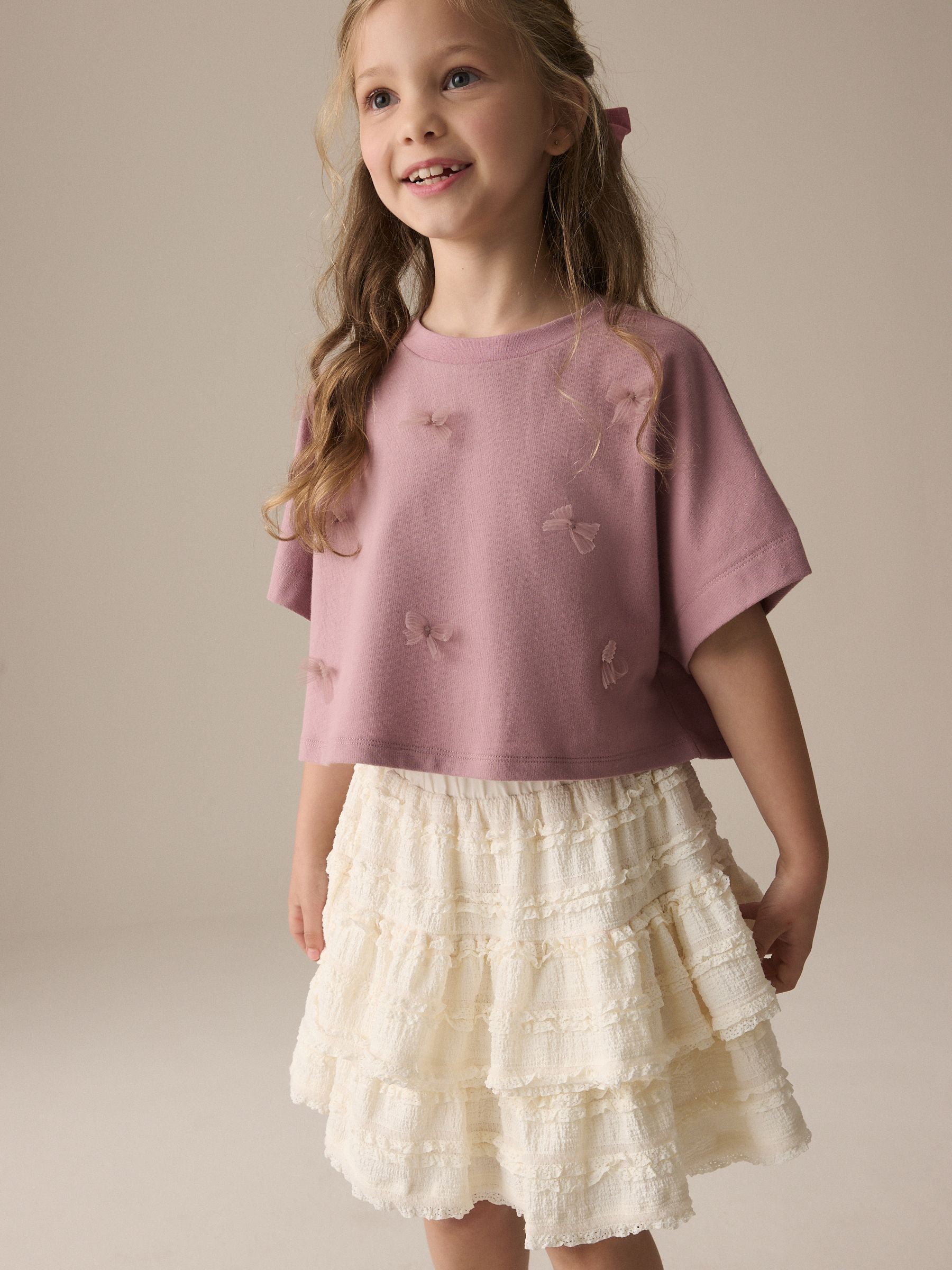 Lilac Purple Boxy Bows T-Shirt (3-16yrs)