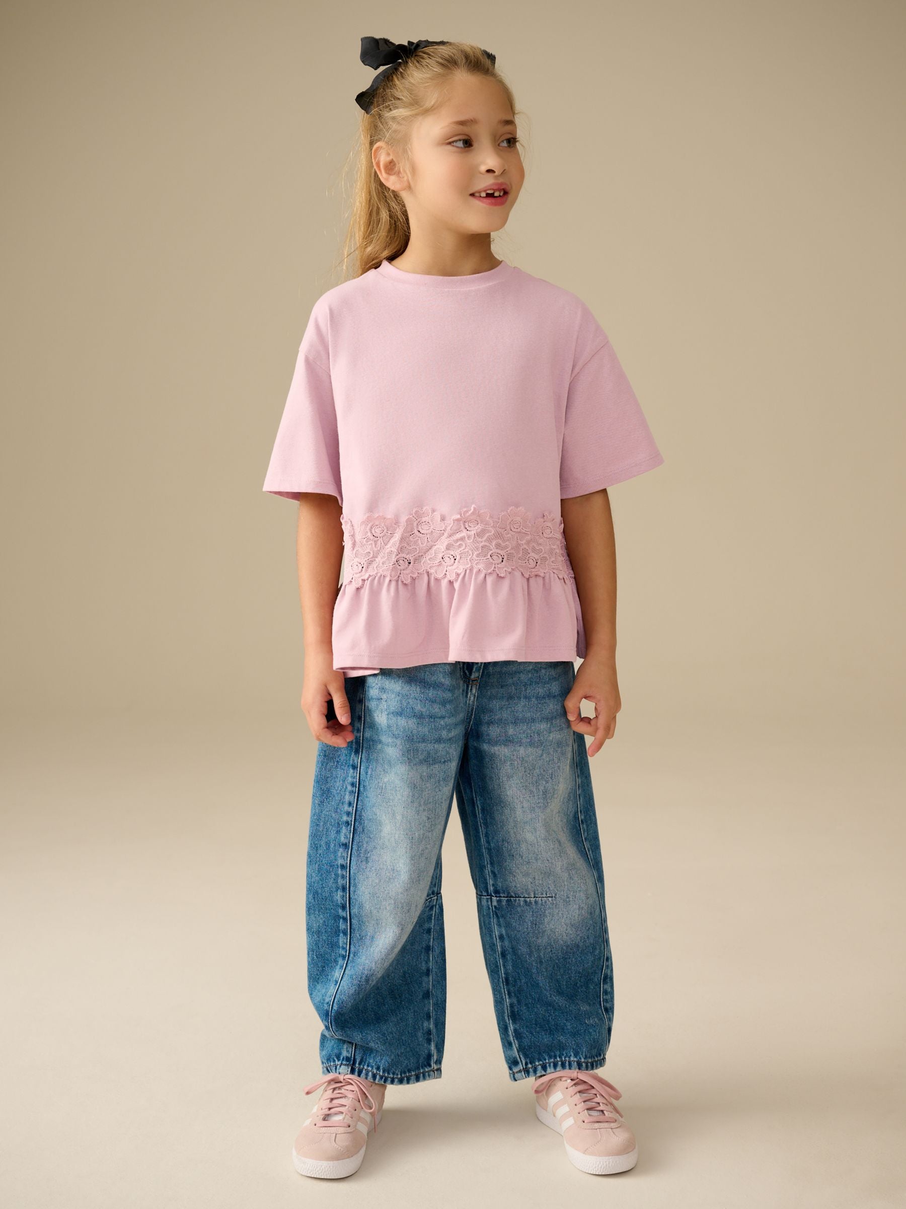 Pink Lace Frill Hem T-Shirt (3-16yrs)