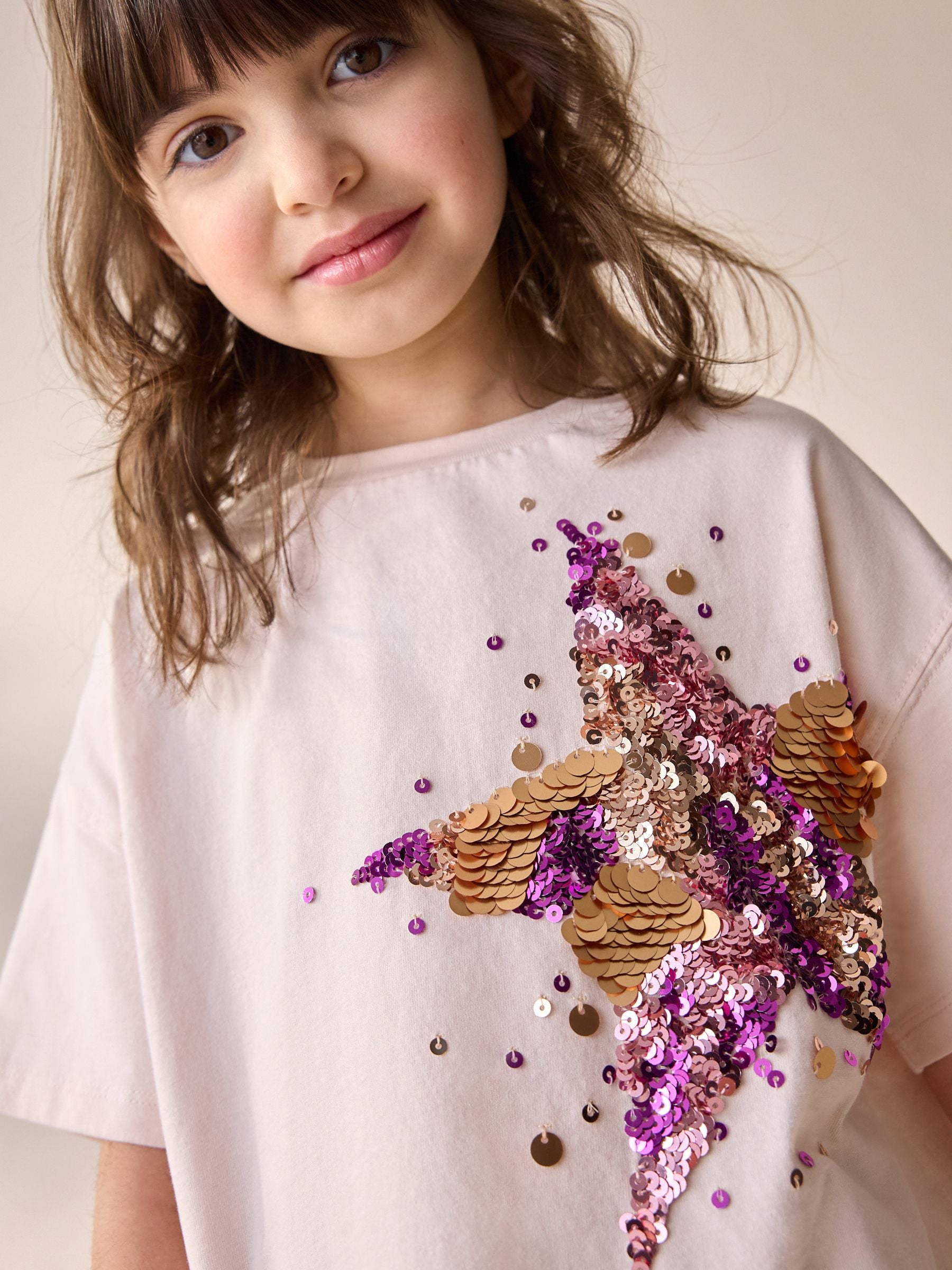 Pink/Gold Sequin Star T-Shirt (3-16yrs)