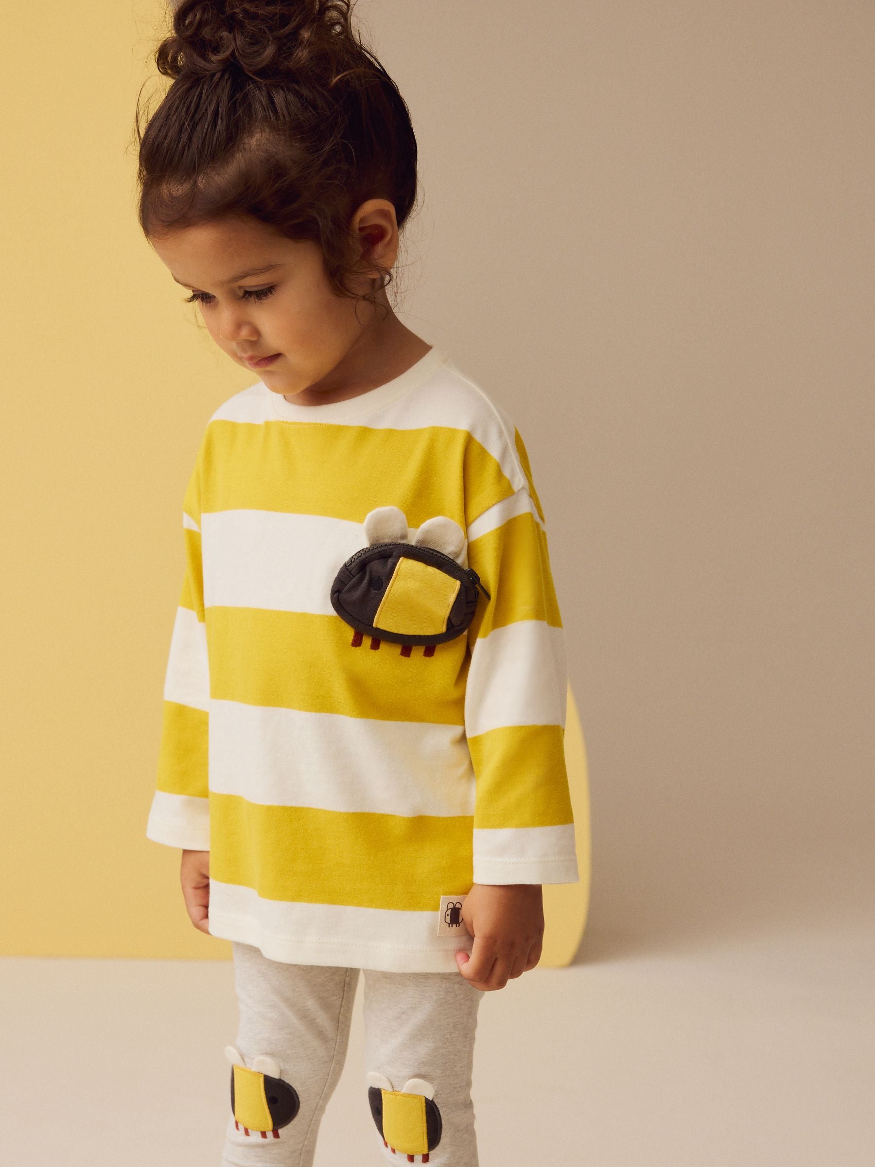 Yellow Bee Long Sleeve Bag 100% Cotton T-Shirt (3mths-7yrs)