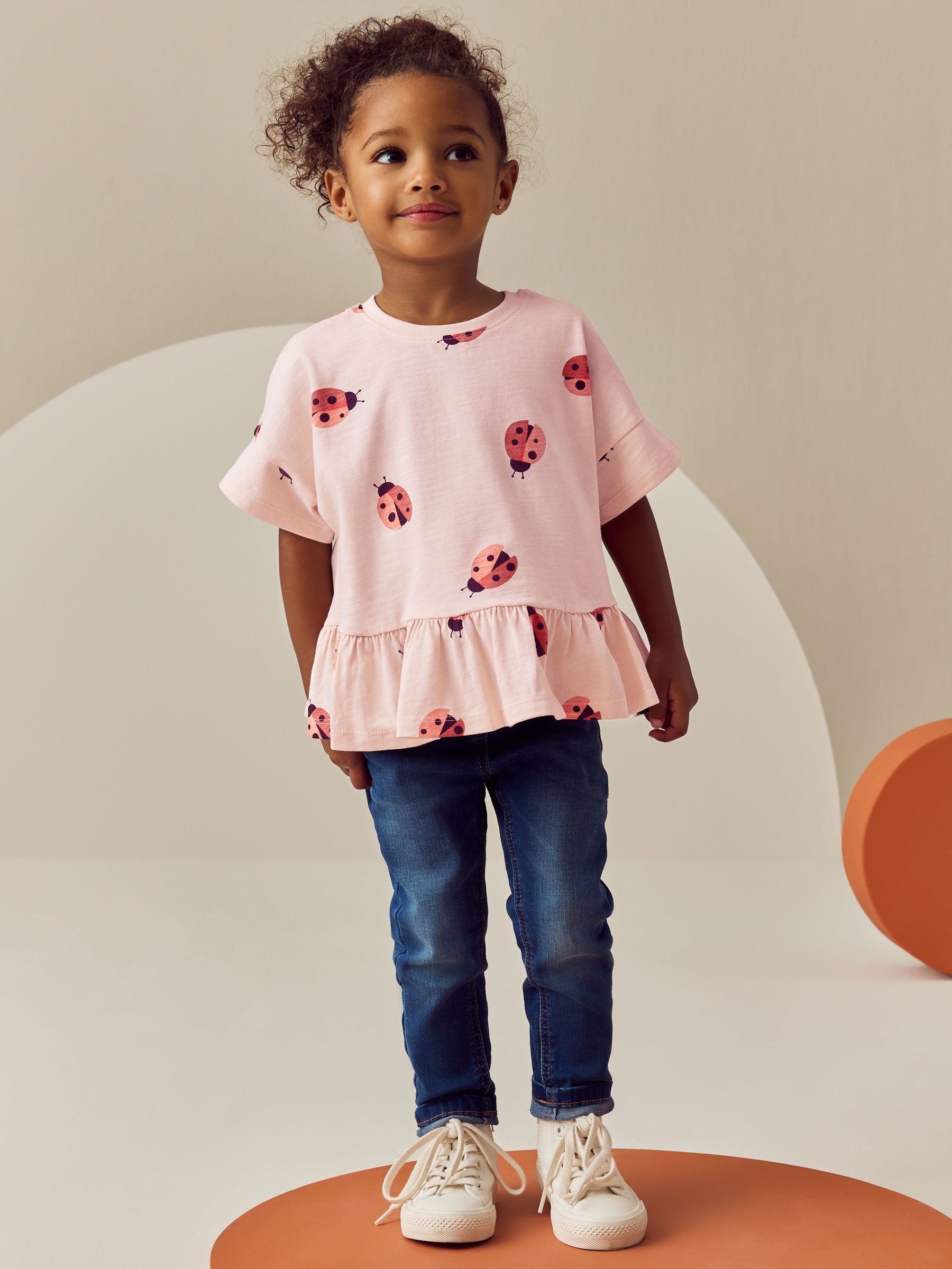 Pink Ladybird 100% Cotton Short Sleeve Peplum T-Shirt (3mths-7yrs)