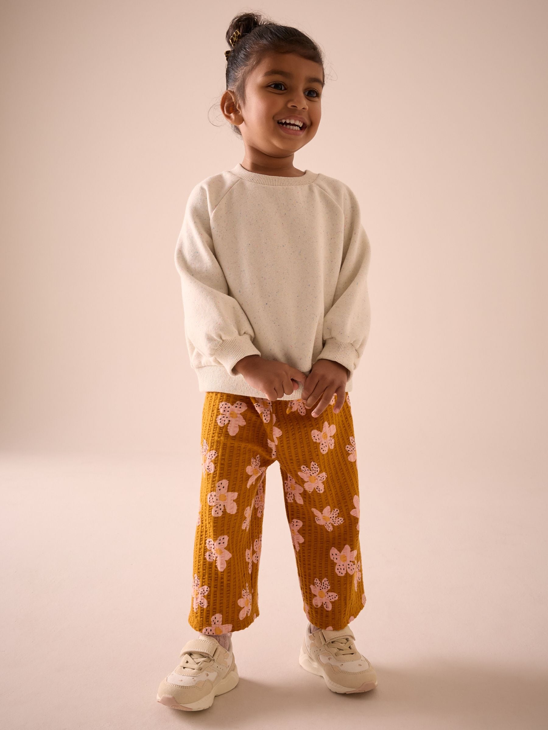 Brown Flower Wide Leg Trousers (3mths-7yrs)