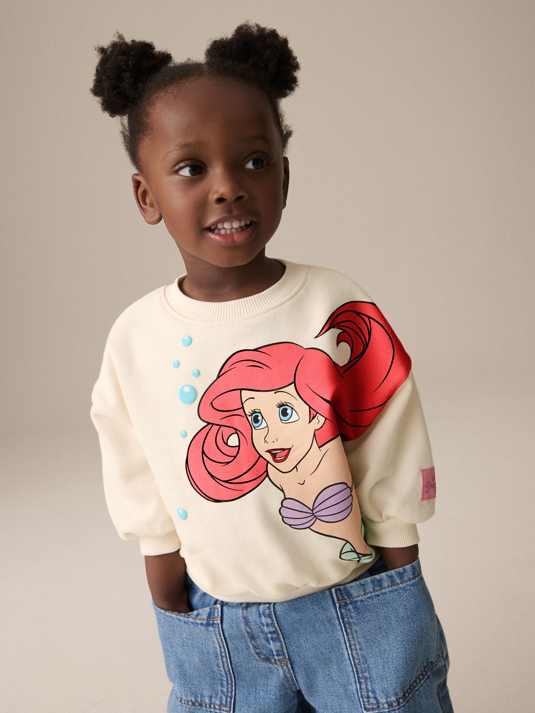 Cream Disney Little Mermaid Ariel Crew Sweatshirt (3mths-7yrs)