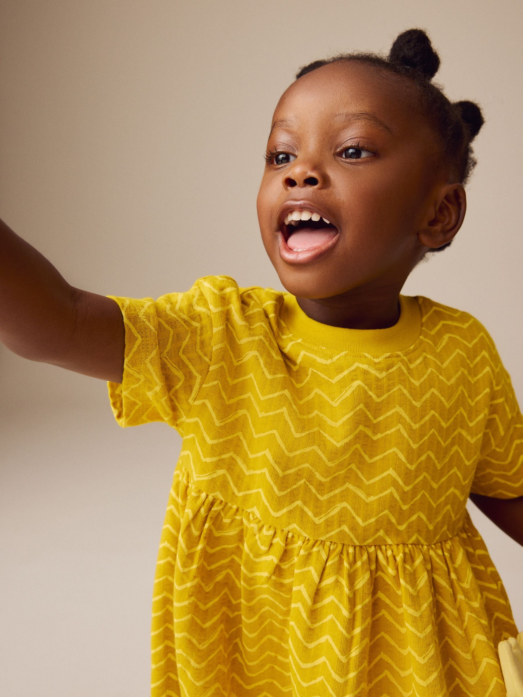 Ochre Yellow Padded Flower Short Sleeve Summer Dress (3mths-7yrs)