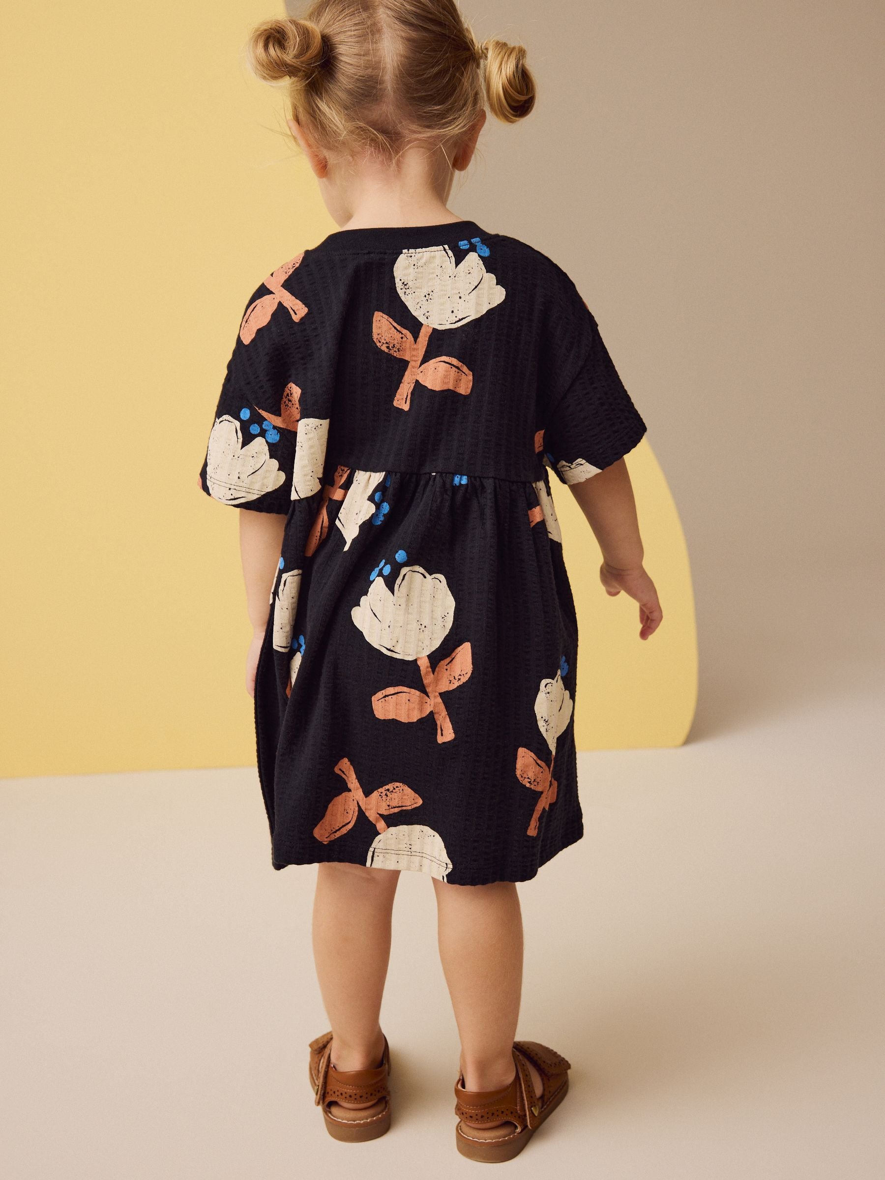 Black/White Short Sleeve Summer Dress (3mths-7yrs)