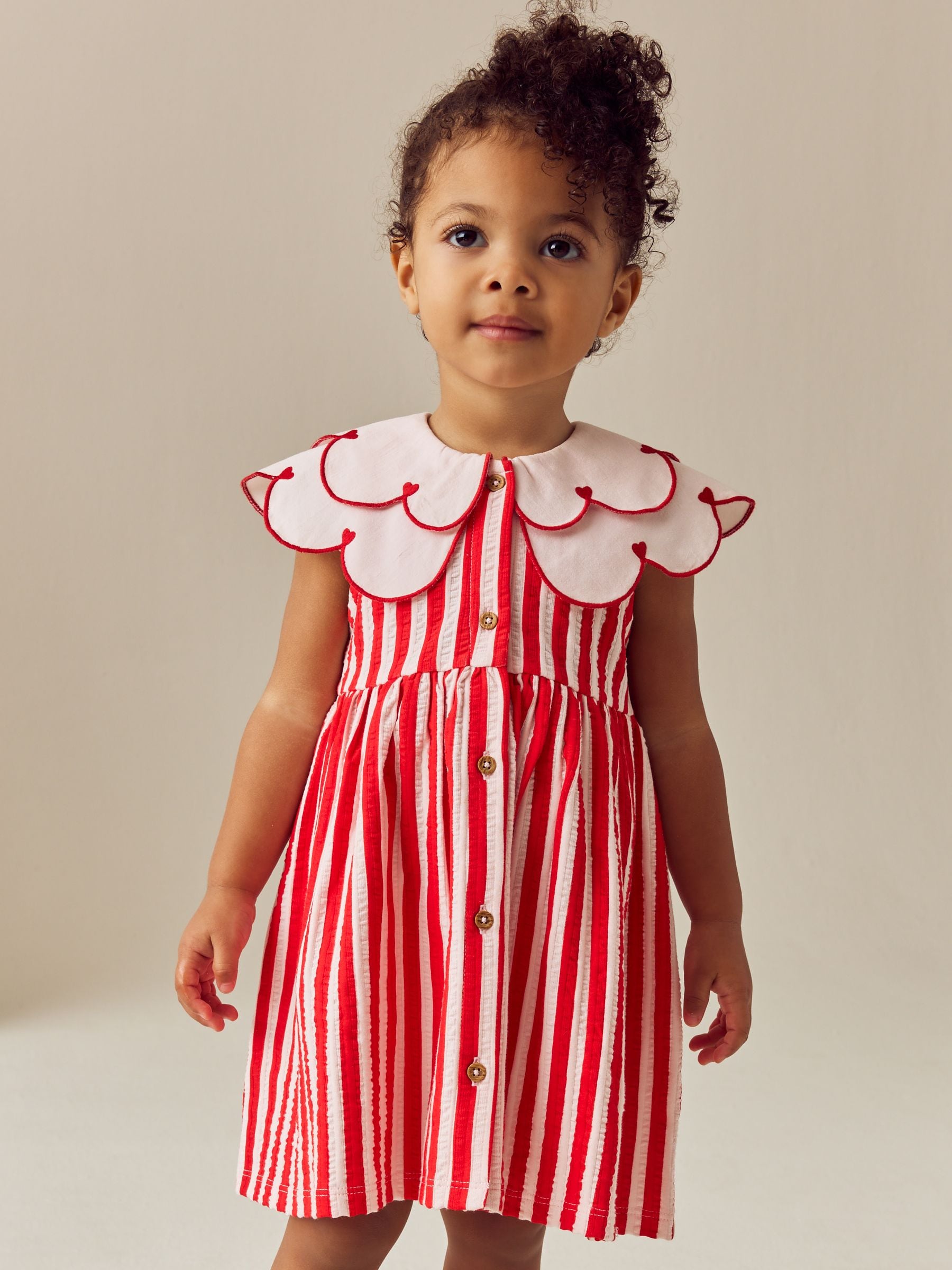 Heart Red Sleeveless Collar Summer Dress (3mths-7yrs)