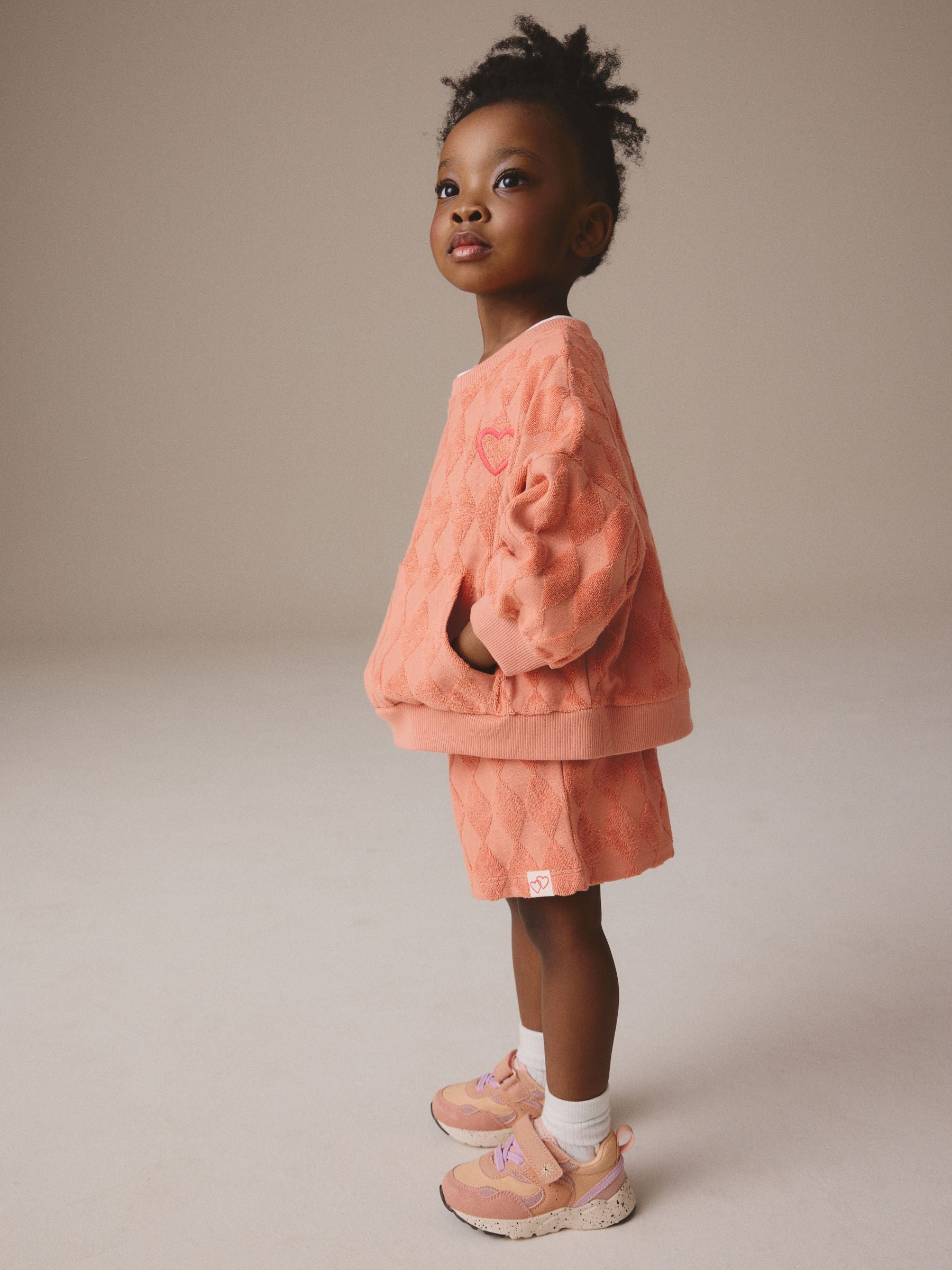Orange Towelling Crew 100% Cotton Sweatshirt & Shorts Set (3mths-7yrs)