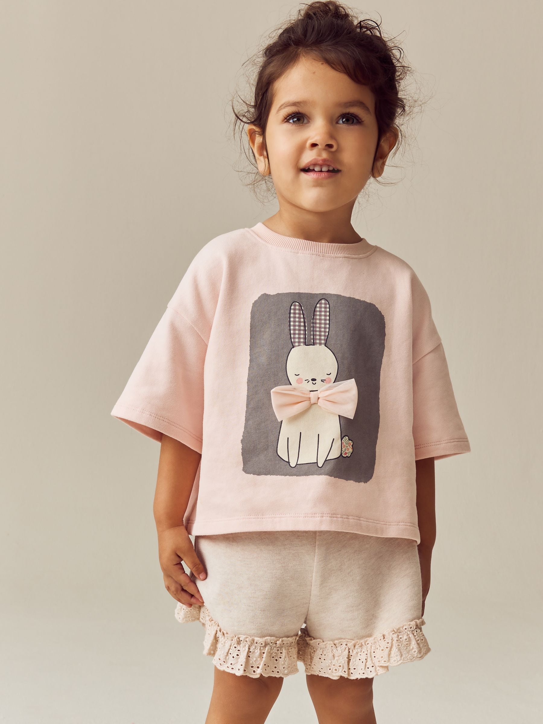 Pink Bunny 100% Cotton Top & Shorts Set (3mths-7yrs)