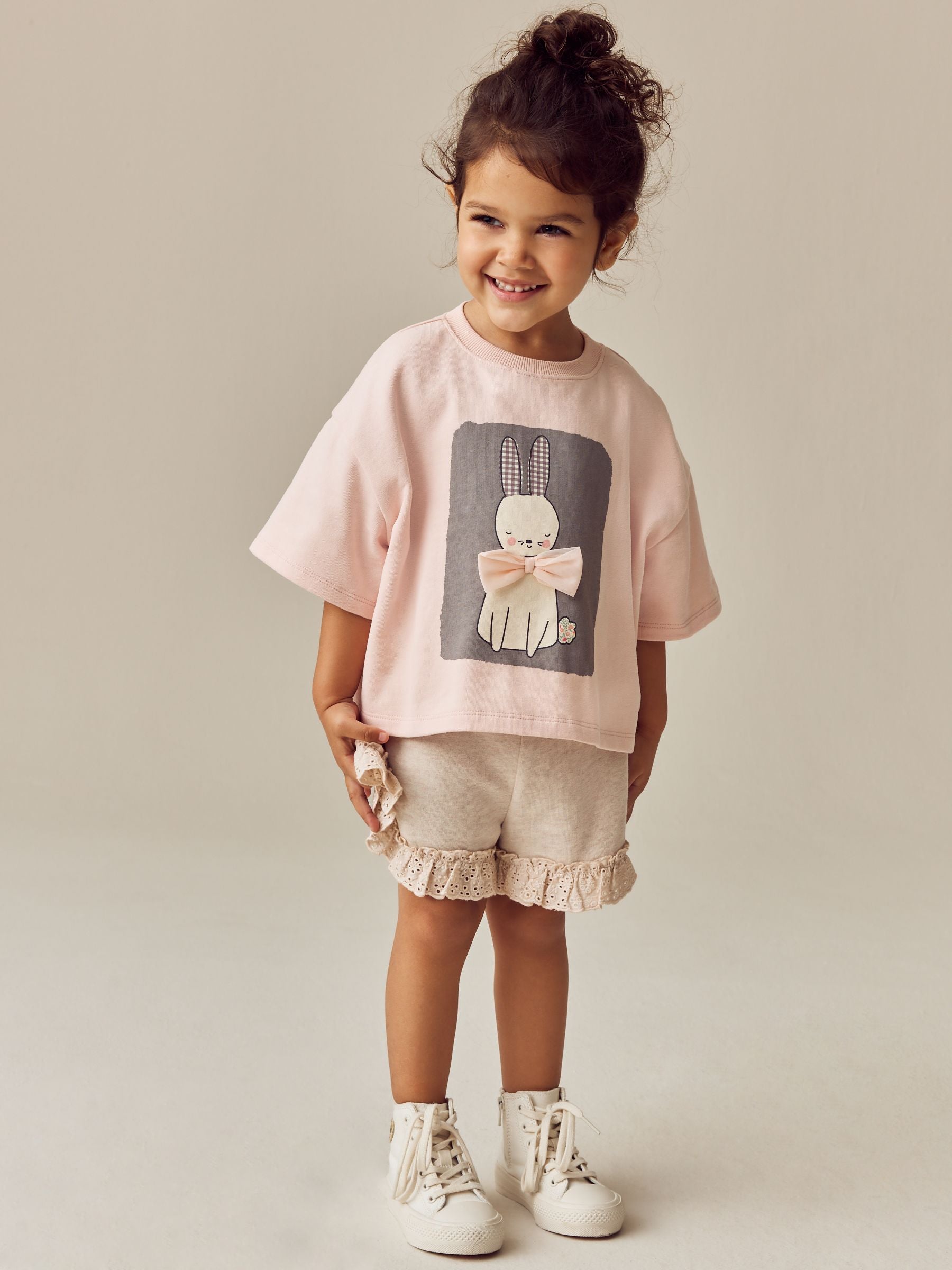 Pink Bunny 100% Cotton Top & Shorts Set (3mths-7yrs)