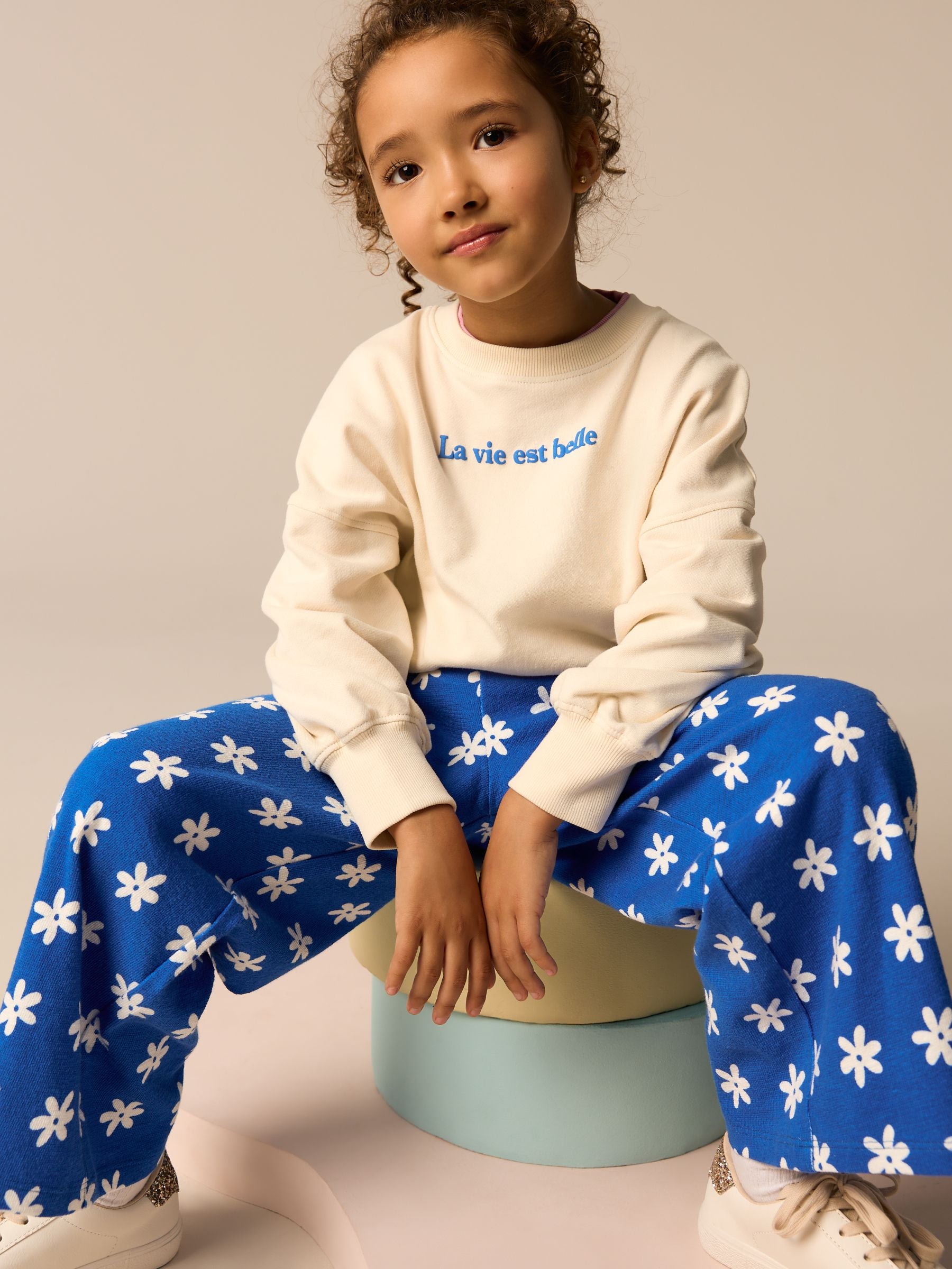 Ecru Slogan Daisy Sweatshirt And Trousers Set (3-16yrs)