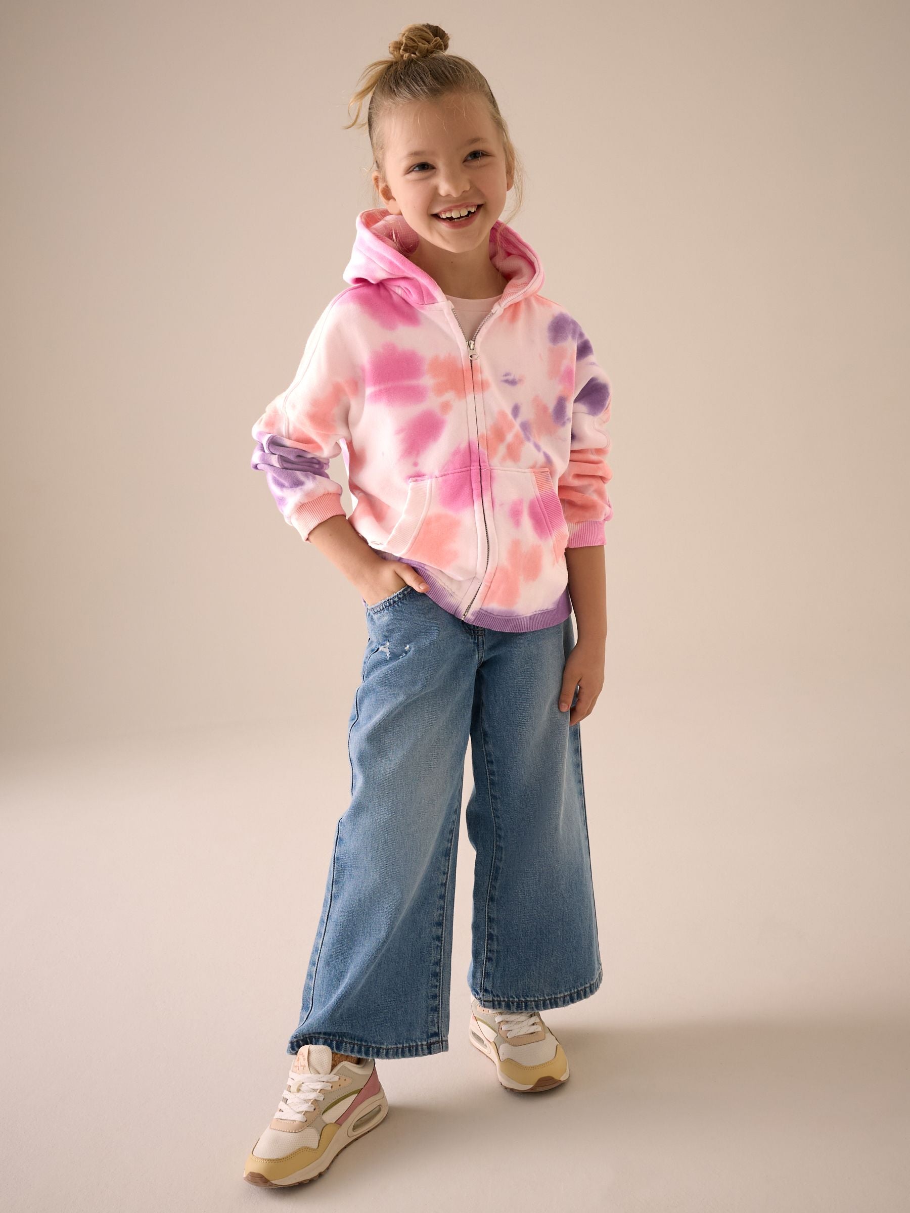 Multi Pink Tie Dye Zip Through Hoodie (3-16yrs)