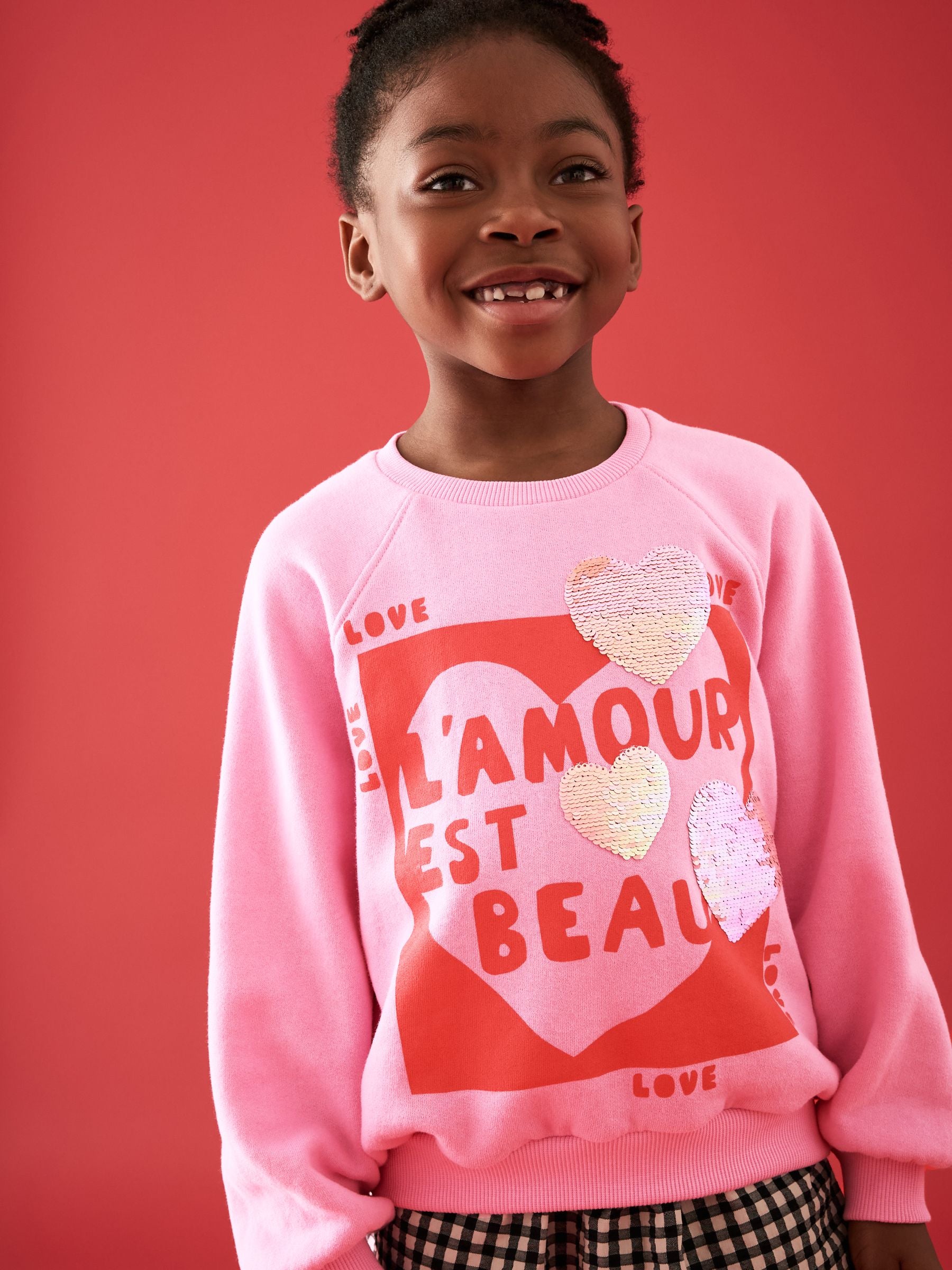 Pink Sequin Hearts Sweatshirt (3-16yrs)