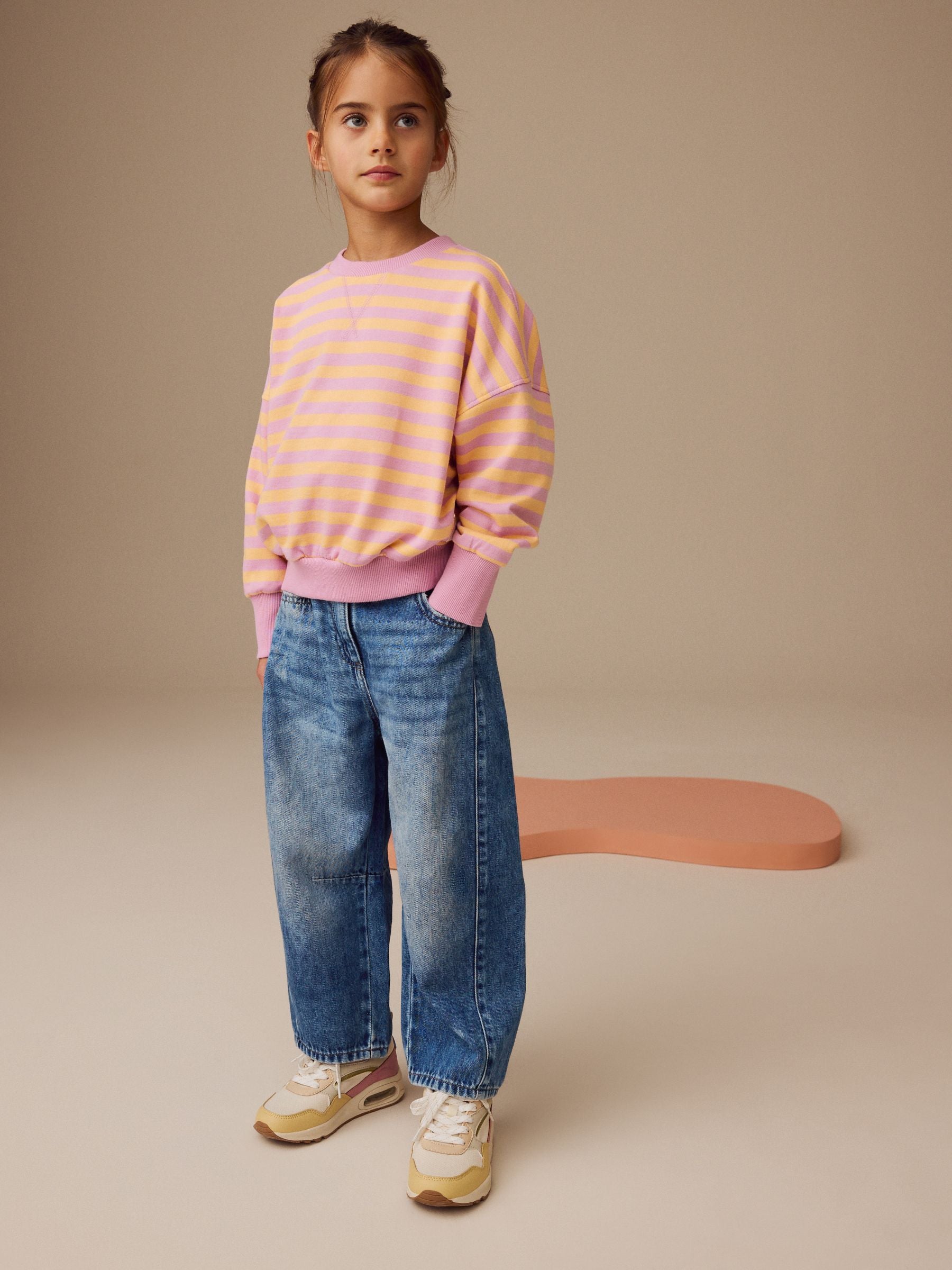 Pink/Orange Stripe 100% Cotton Sweatshirt (3-16yrs)