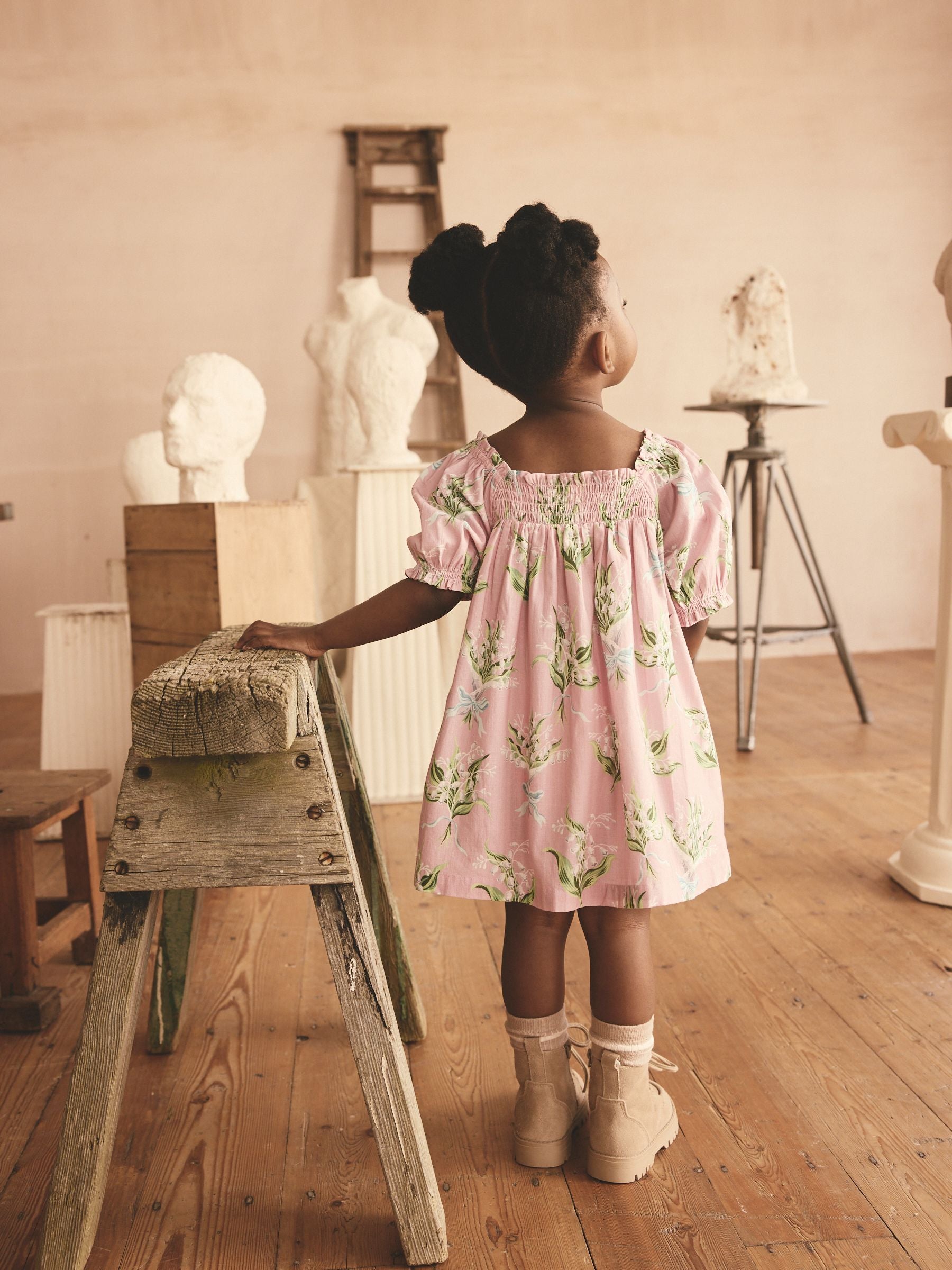 Cath Kidston Pink Floral Print Puff Sleeve Summer Dress (3mths-8yrs)