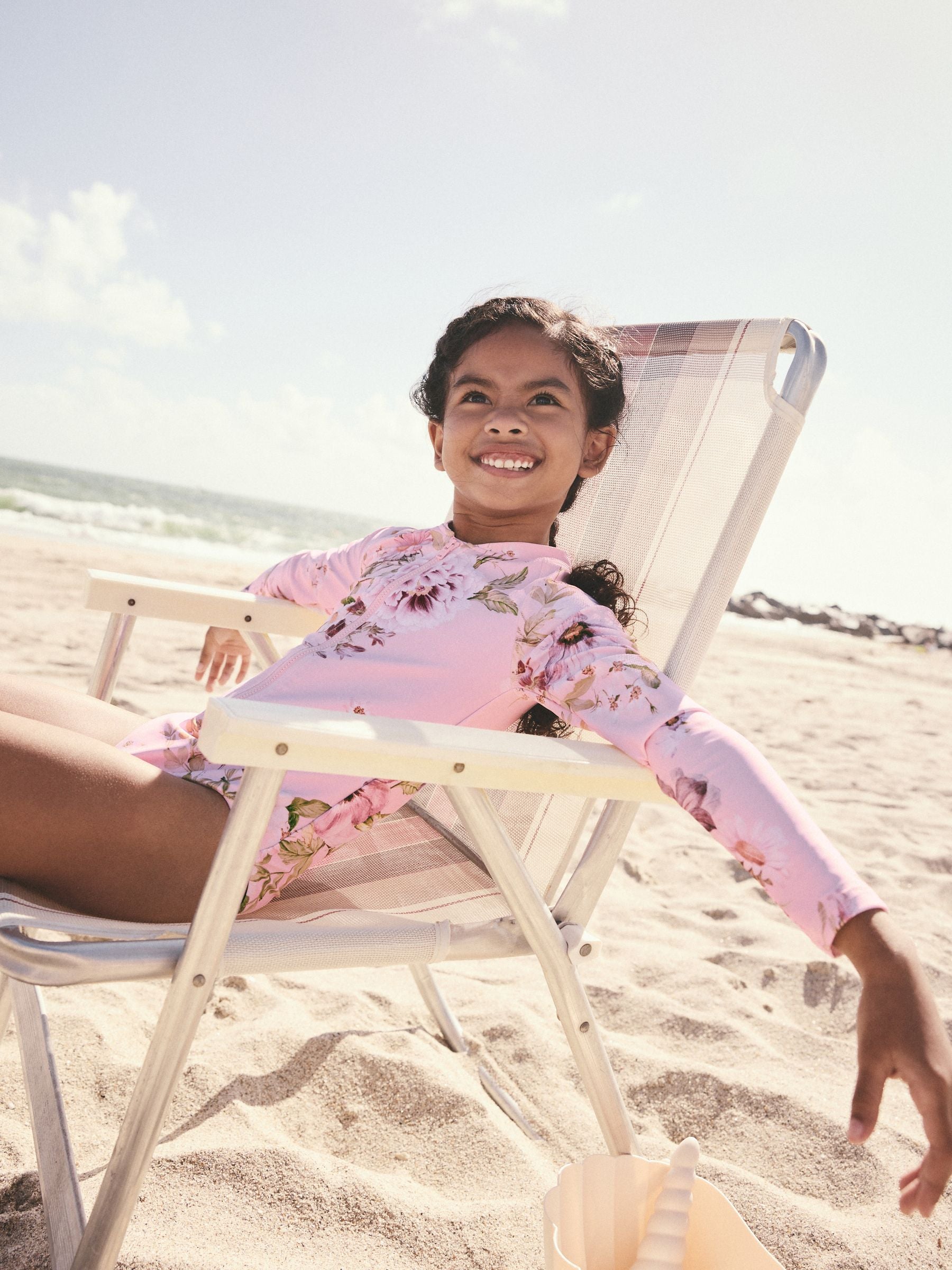 Pink Floral Long Sleeved Sunsafe Swimsuit (3-16yrs)