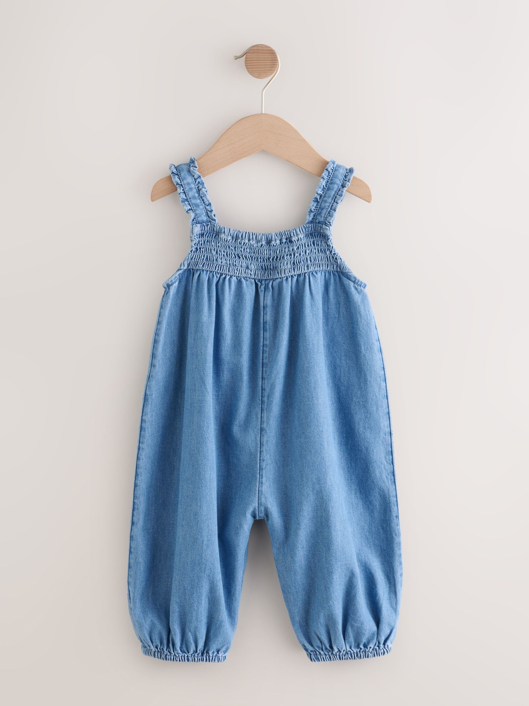 Denim Embroidered 100% Cotton Playsuit (3mths-7yrs)