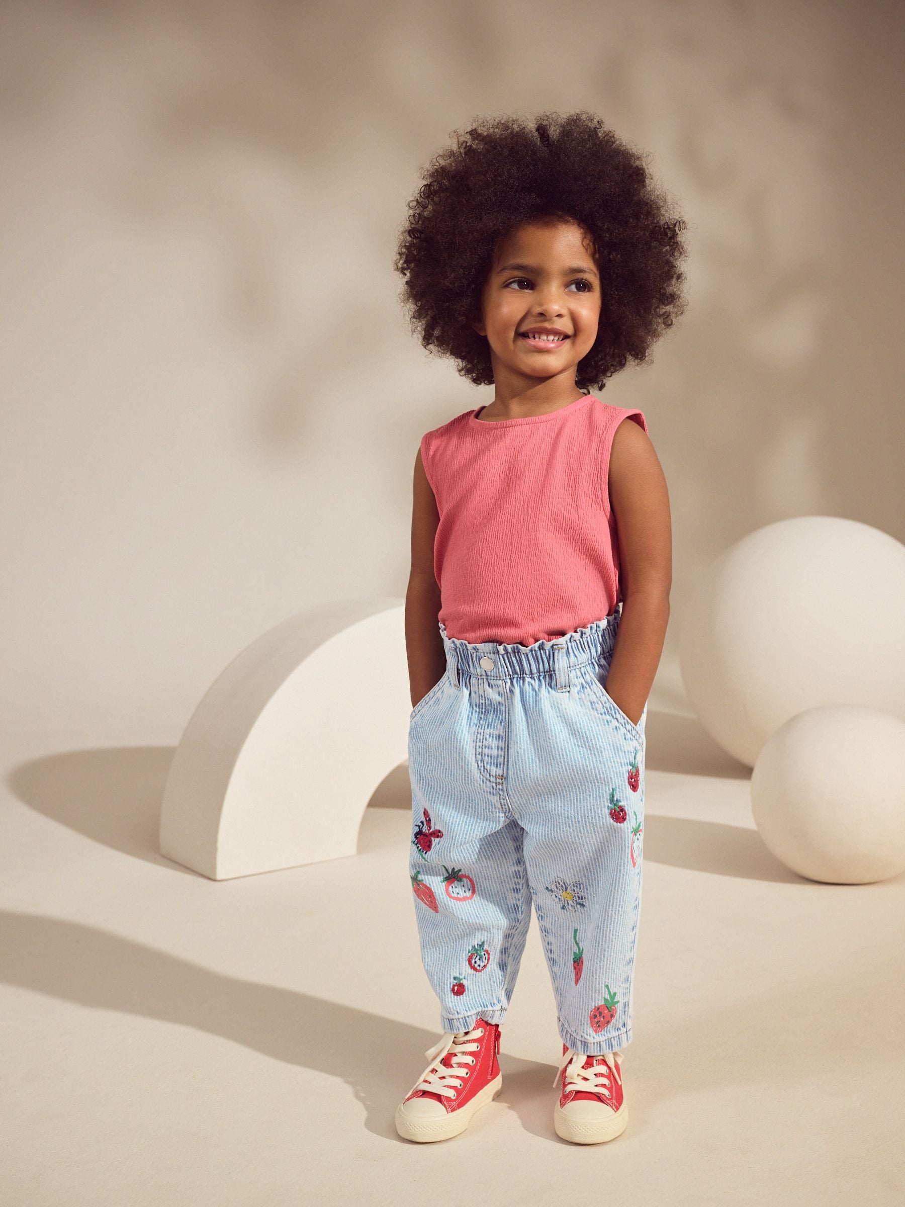 Denim Stripe Strawberry 100% Cotton Jeans (3mths-7yrs)