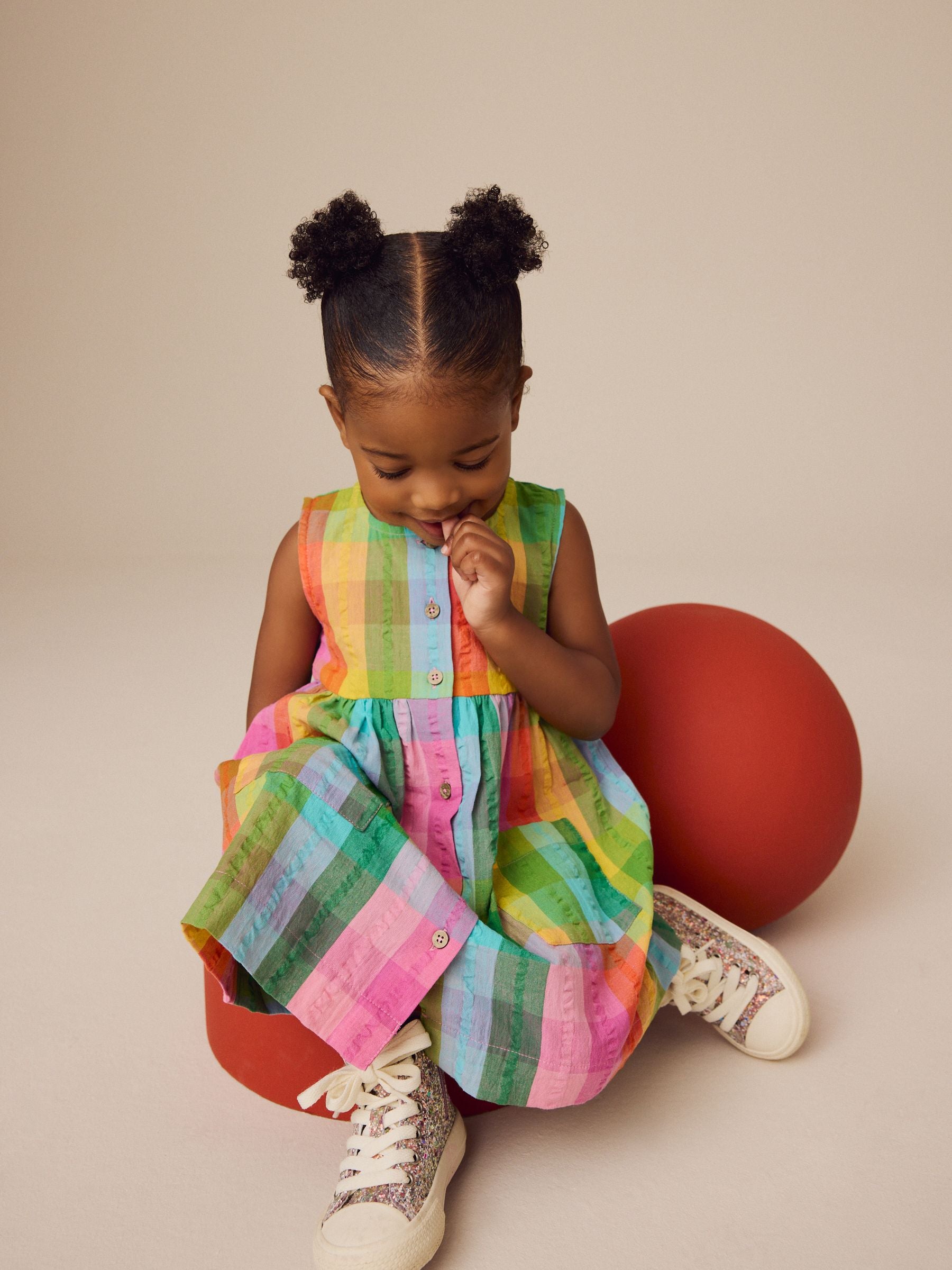 Rainbow Check Sleeveless Pocket Summer Dress (3mths-8yrs)