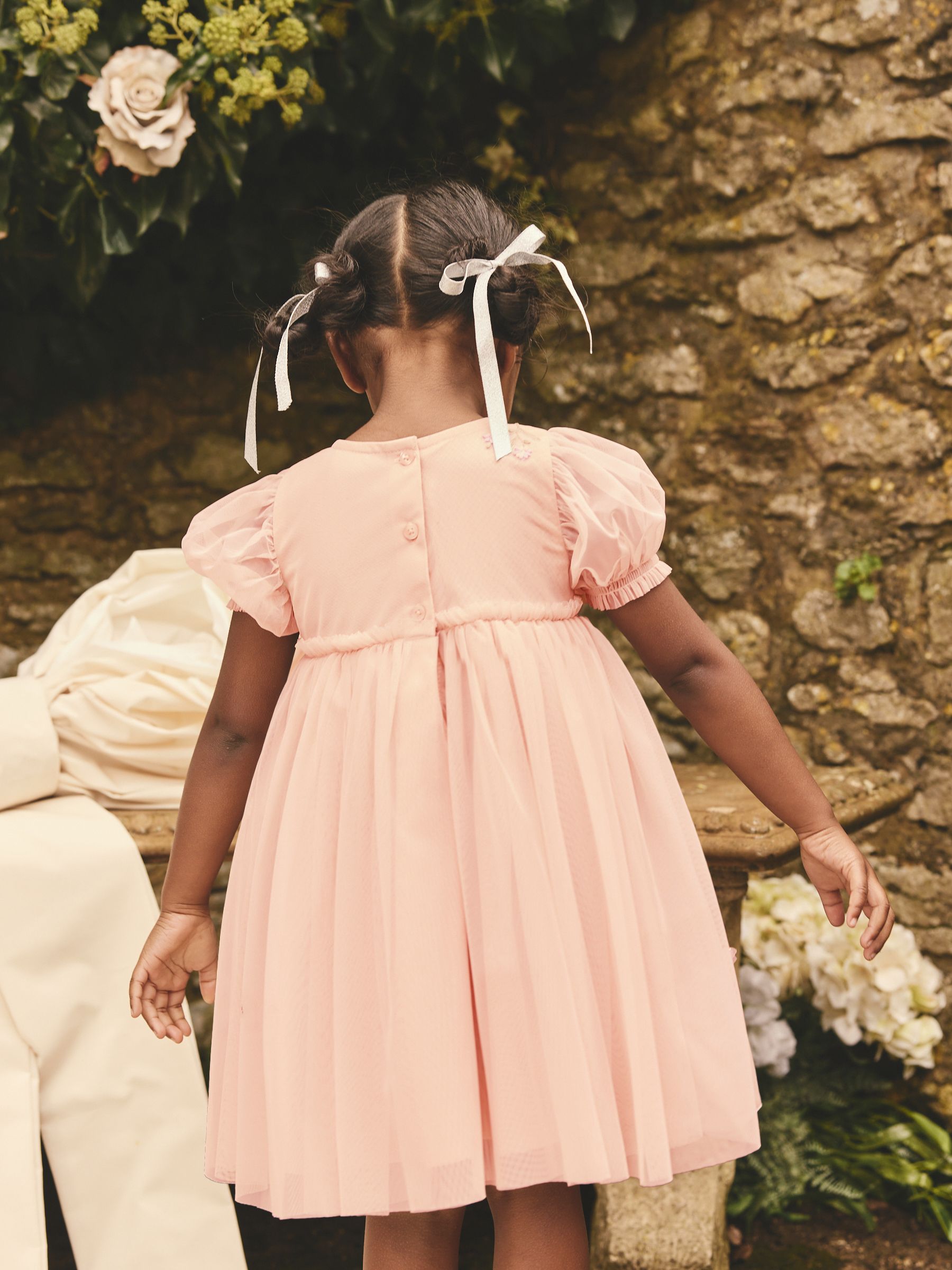 Pink Embroidered Mesh Dress (3mths-8yrs)